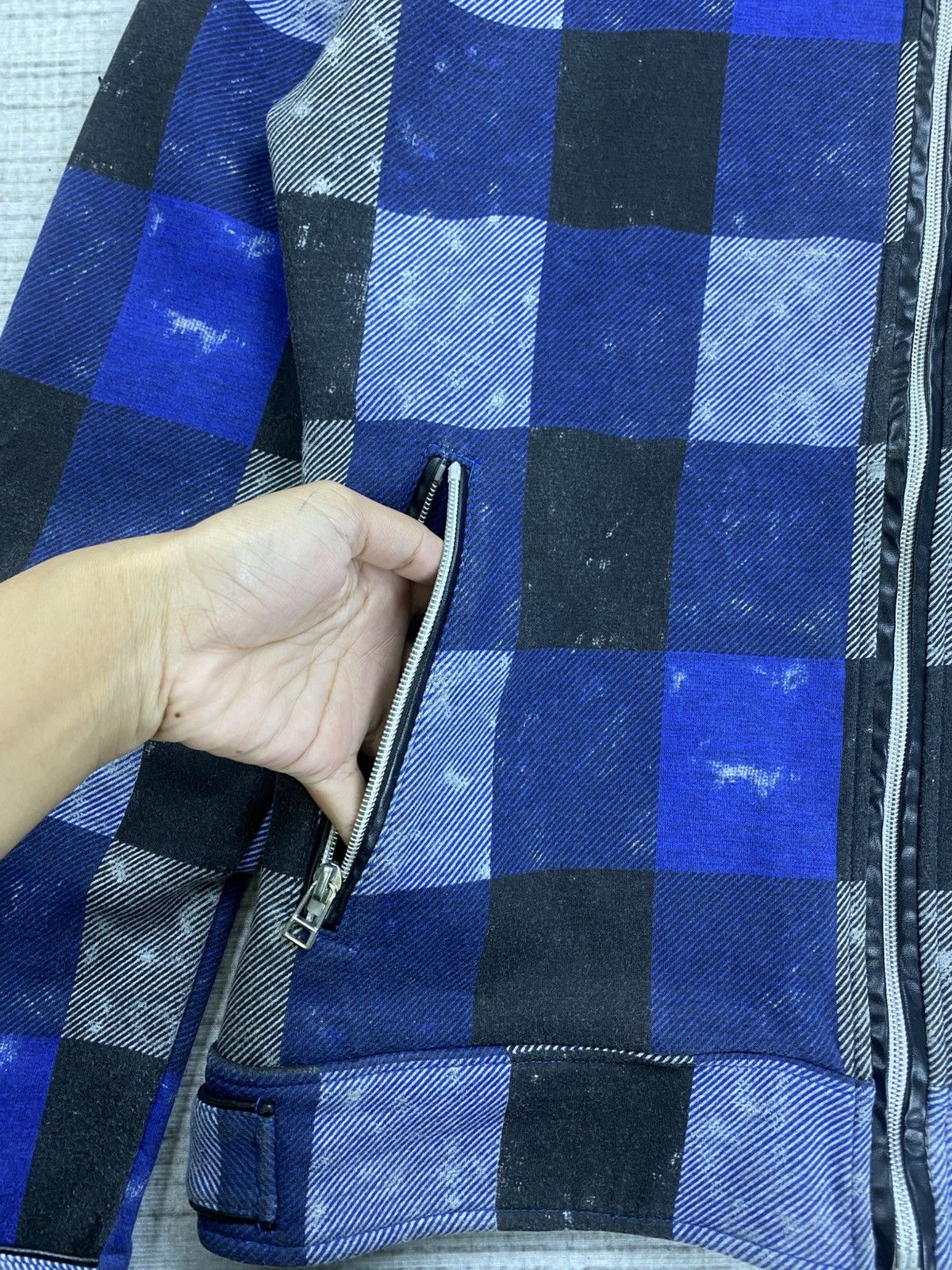 If Six Was Nine Vintage Beau Mere Blue Checked Punk Style Hoodie Zipper Size US M / EU 48-50 / 2 - 7 Thumbnail
