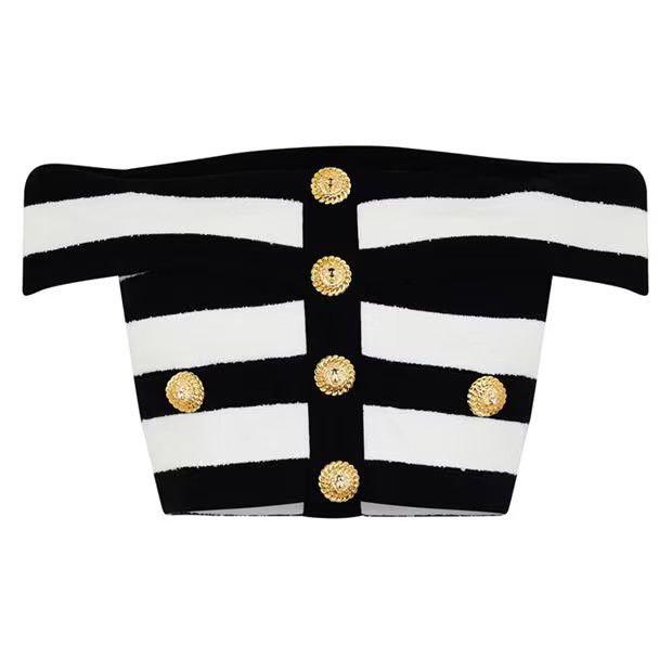 Balmain o1g2r1mq0924 Top in Black & White Size XS / US 0-2 / IT 36-38 - 1 Thumbnail