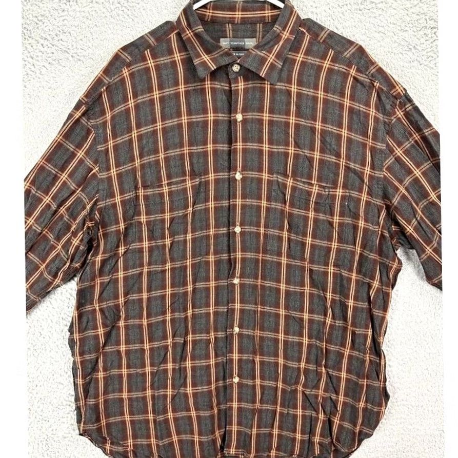 Hart Schaffner Marx Hart Schaffner Marx Shirt Adult XL Grey Orange Plaid Outdoor Mens Button Down Size US XL / EU 56 / 4 - 2 Thumbnail