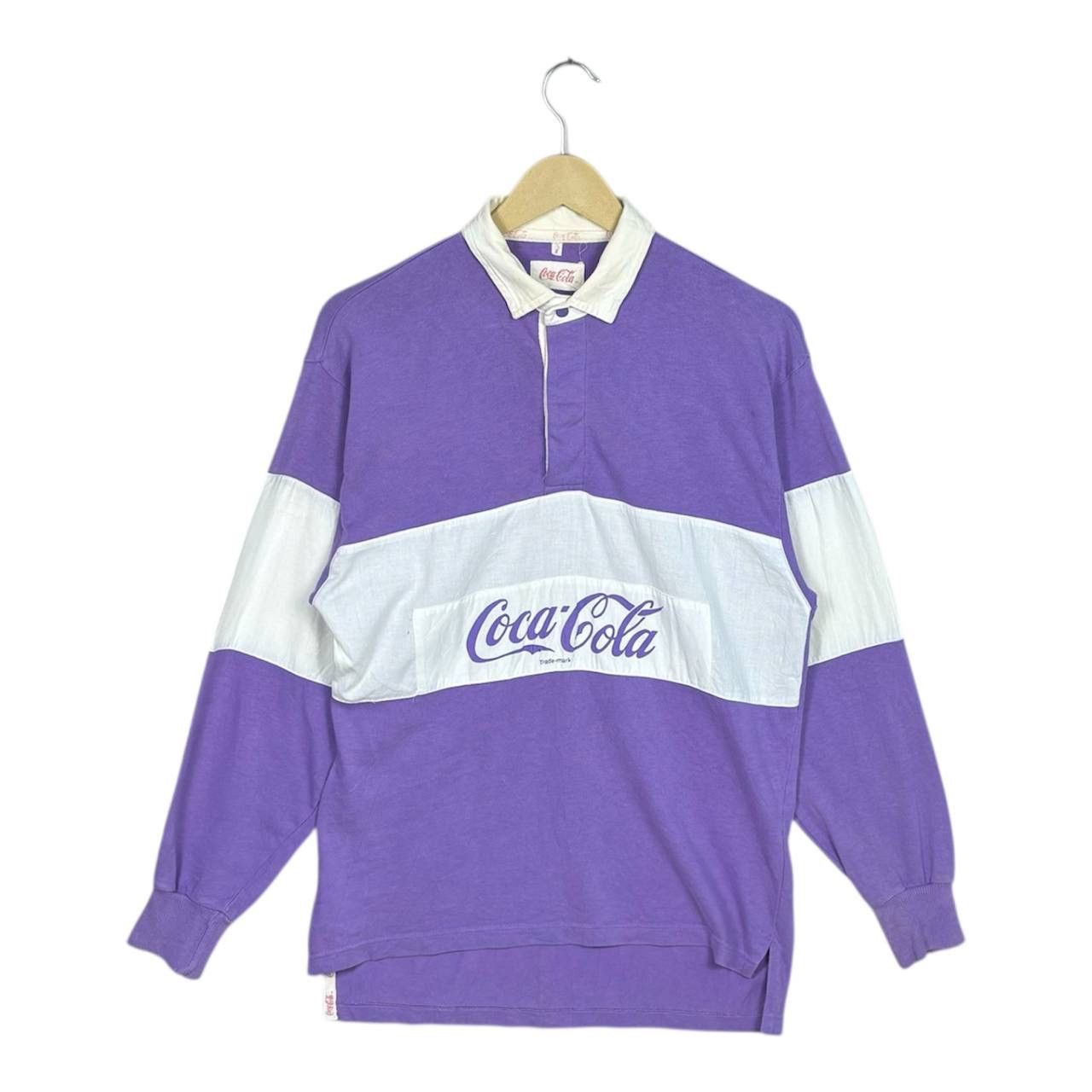 Coca Cola Vintage 90s Coca Cola Purple White Rugby Polo Shirt M Size US M / EU 48-50 / 2 - 1 Thumbnail