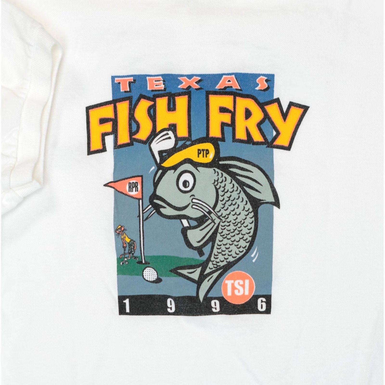 Vintage VINTAGE Cotton Deluxe Fish Fry Polo Golf T-Shirt Men XL White Texas Pink Panther TSI Shirt Mens XL White Cotton Deluxe Fish Fry Polo Golf T-Shirt Size US XL / EU 56 / 4 - 3 Thumbnail