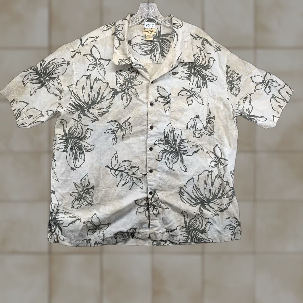 Panama Jack Panama Jack Hawaiian Shirt 2XL Beige Floral Button-Up Short Sleeve Mens 80s 90s Tropical Size US XXL / EU 58 / 5 - 1 Thumbnail