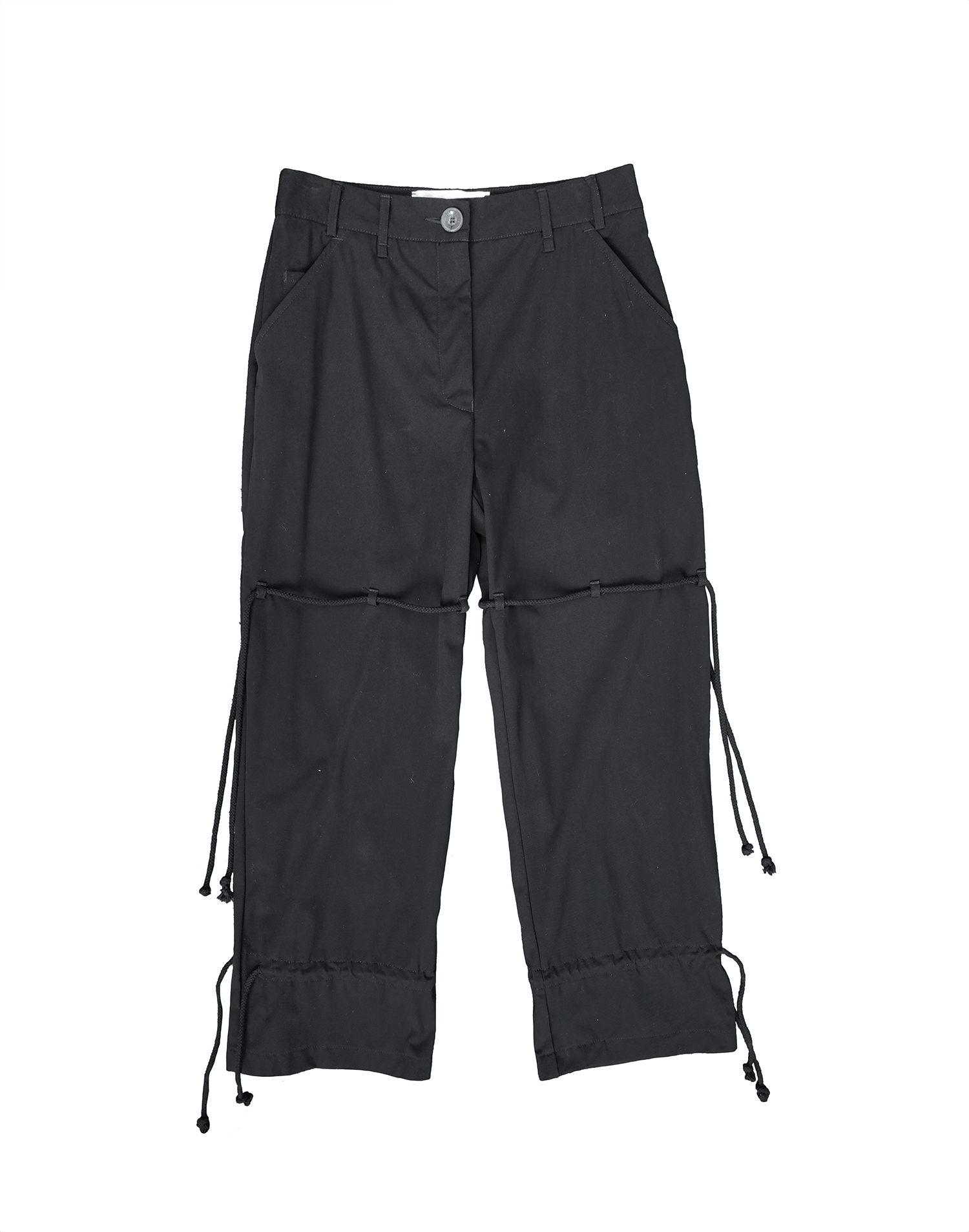 image of Song For The Mute 21.1 Naïve Cotton Gabardine Wide Trousers in Black, Women's (Size 29)