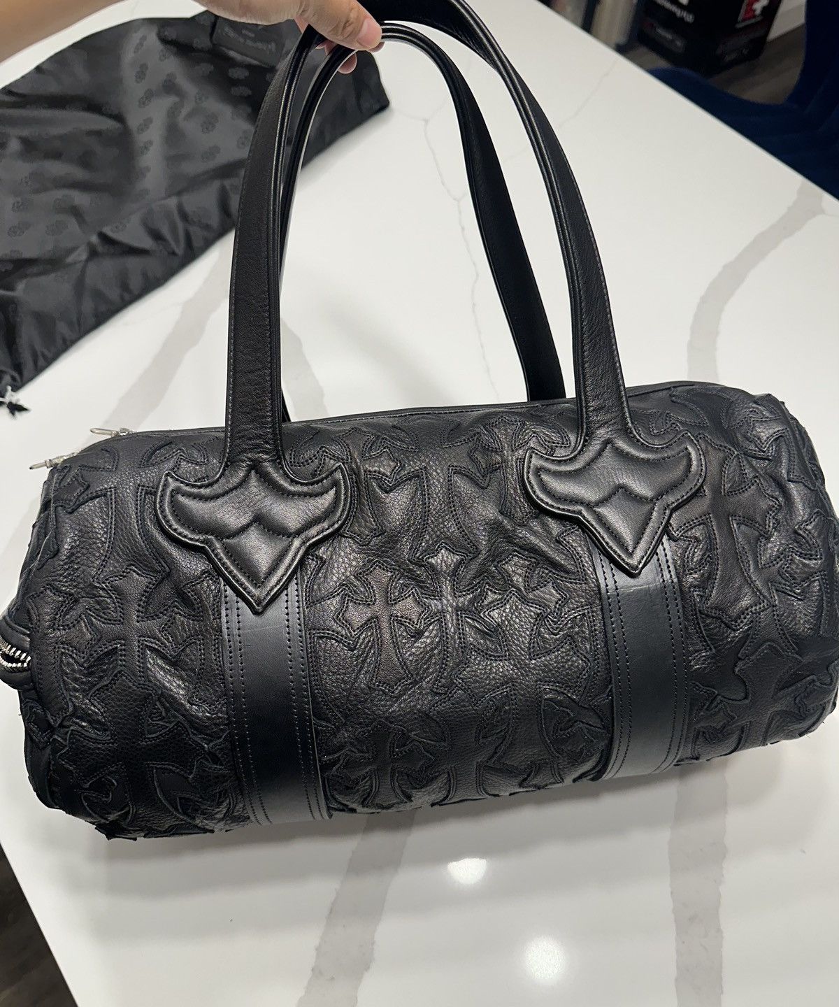 Pre-owned Chrome Hearts Black Cross Patches Duffle Bag
