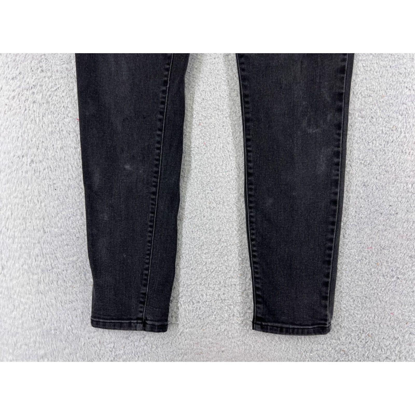 Vintage St. Johns Bay Jeans Skinny Womens 8 Black Denim Cotton Mid Rise 28x29 5-Pocket Design Logo Embroidered Button Zip Size 30" / US 8 / IT 44 - 2 Thumbnail