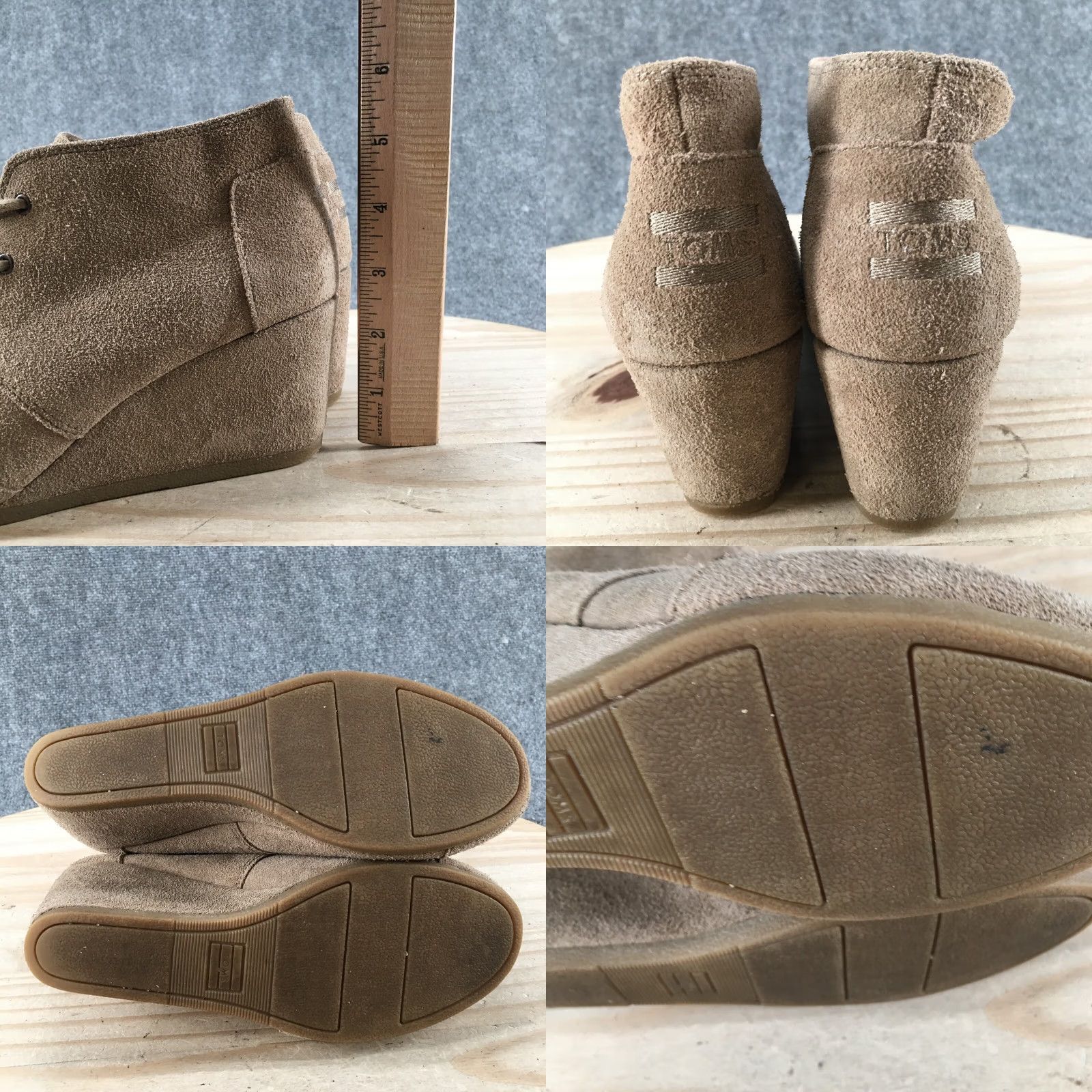 Toms TOMS Boots Womens 7.5 Desert Beige Lace Up Ankle Top Comfort Wedge Heels 741116 Size M / US 6-8 / IT 42-44 - 8 Thumbnail
