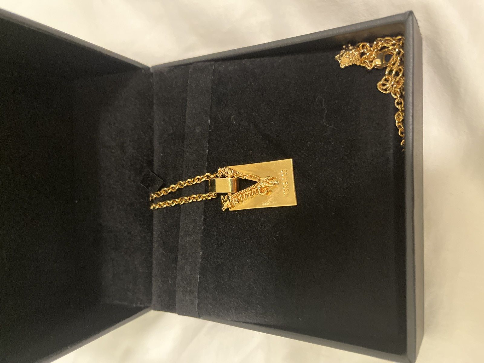 image of Versace V Pendant Necklace in Gold, Men's