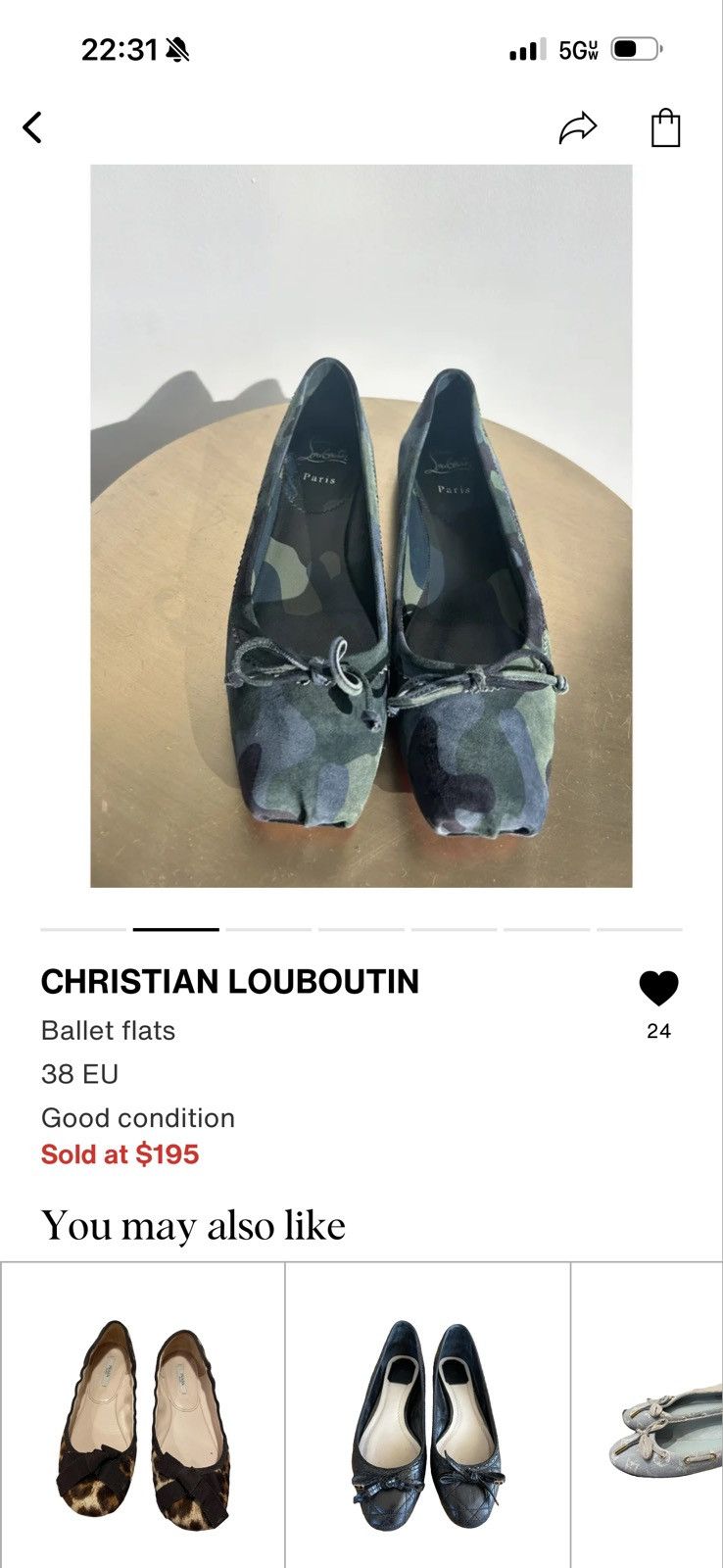 Christian Louboutin Christian Louboutin Camo Ballet Flats Size US 7 / IT 37 - 2 Thumbnail
