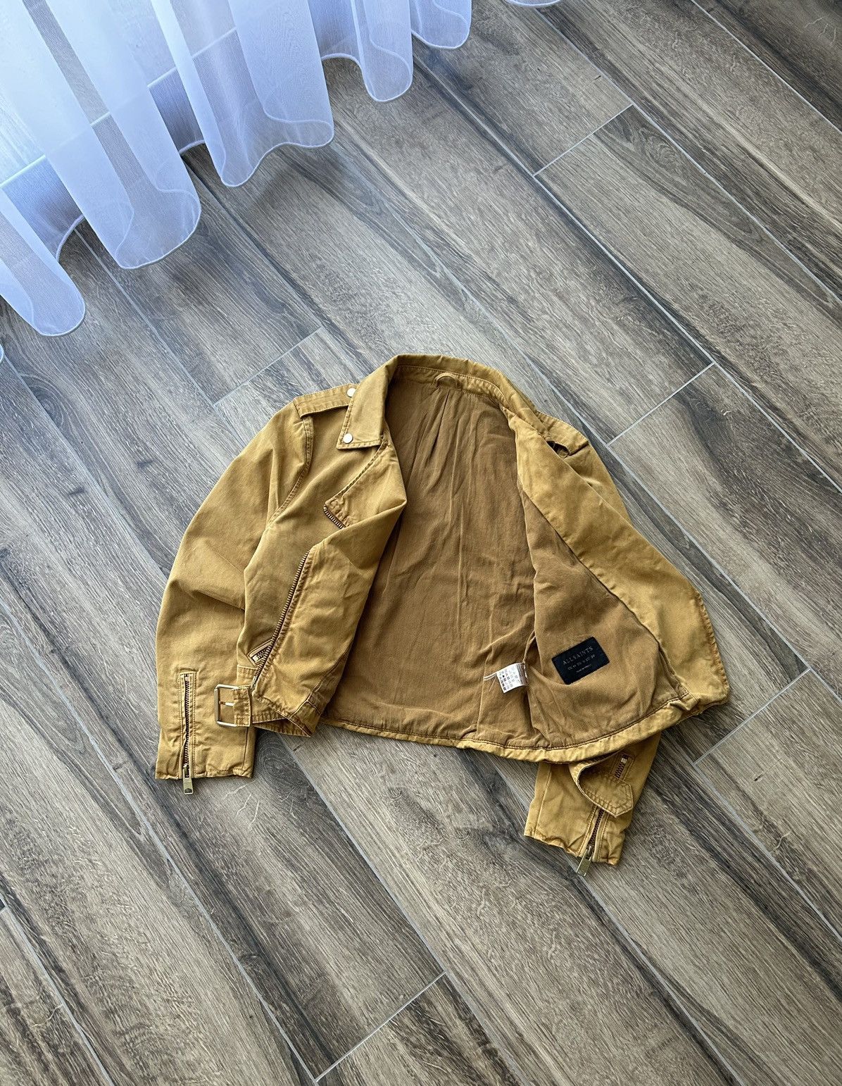 Allsaints Allsaints women’s biker gold denim jacket luxury Size M / US 6-8 / IT 42-44 - 2 Thumbnail