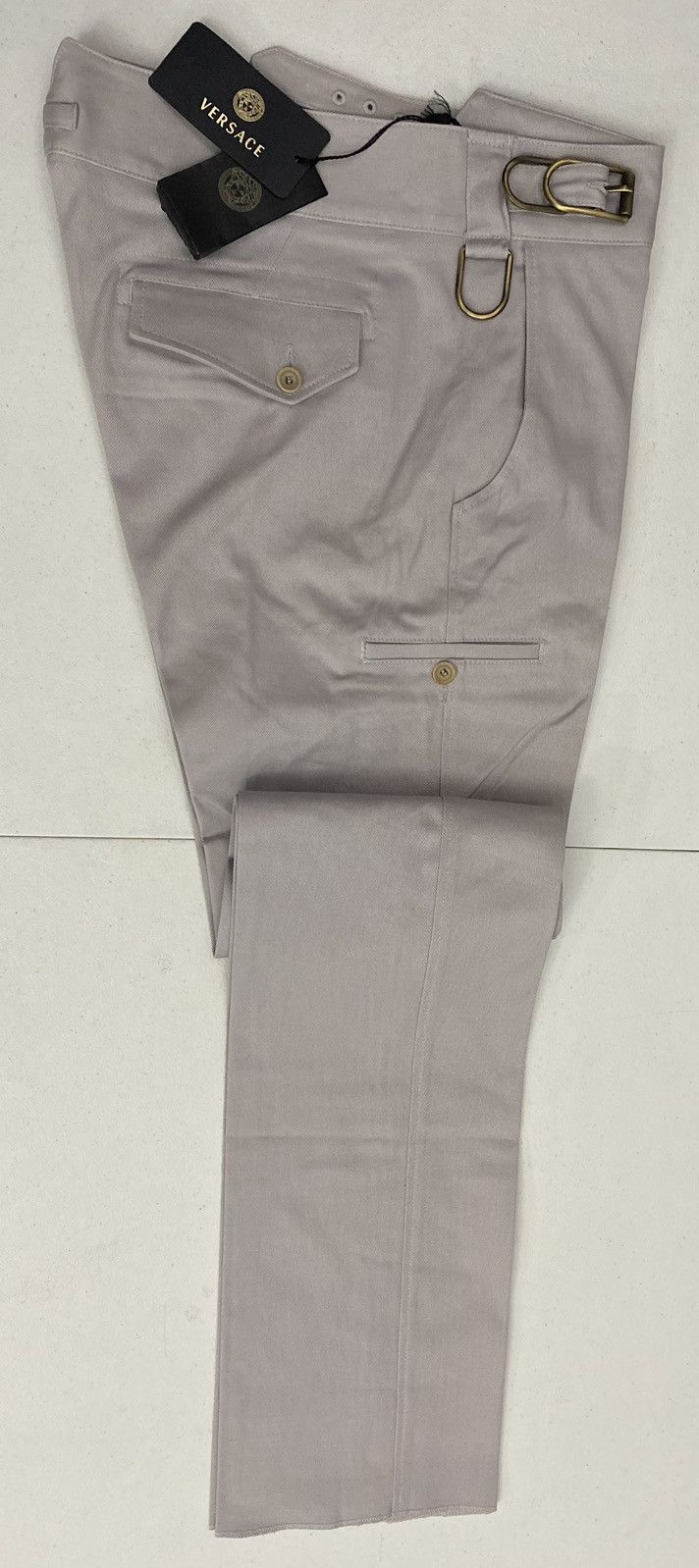Versace Versace 🇮🇹 Smoke Purple Twill Brass Buckle Cargo Pants 50 NEW Size US 34 / EU 50 - 1 Thumbnail