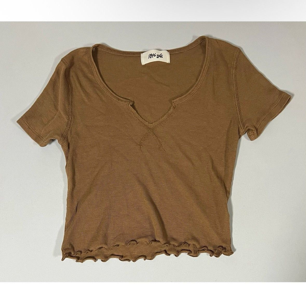 Haute Hippie Hippie Love Brown Beige V-Neck Shirt Top Blouse Tee Size S🤎✨ Size S / US 4 / IT 40 - 1 Thumbnail