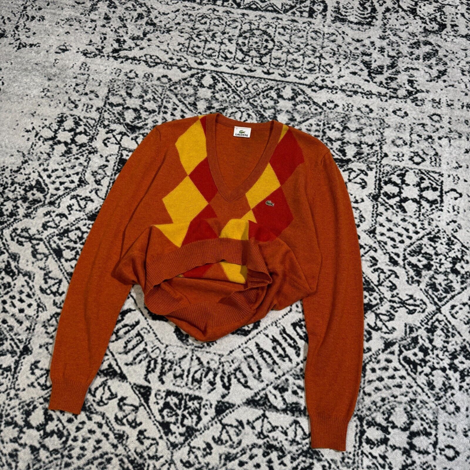 Lacoste × Vintage Vintage Lacoste Unisex Orange Yellow Red Wool Sweater Size S Size US S / EU 44-46 / 1 - 7 Thumbnail