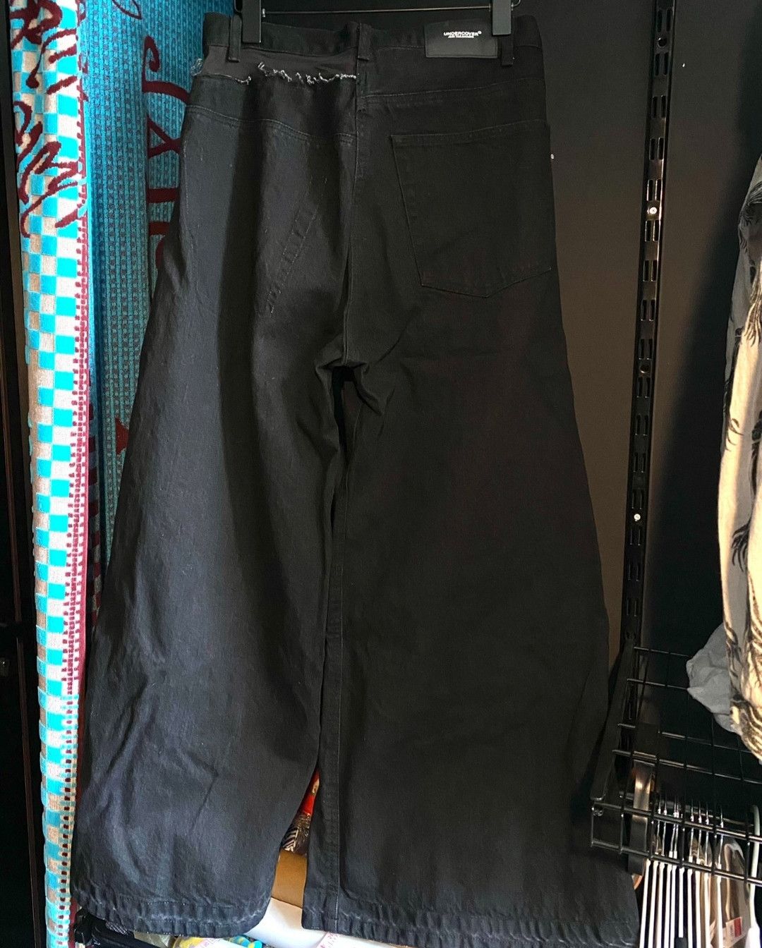 Undercover undercover Black Denim Deconstructed Wide Leg Pants Size US 29 - 4 Thumbnail