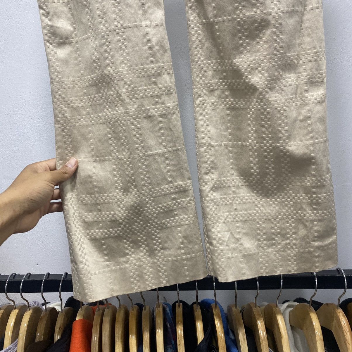 Burberry × Designer Sickkk☠️Burberry 3D Braille Flare Pants Trousers Size 29" - 6 Thumbnail