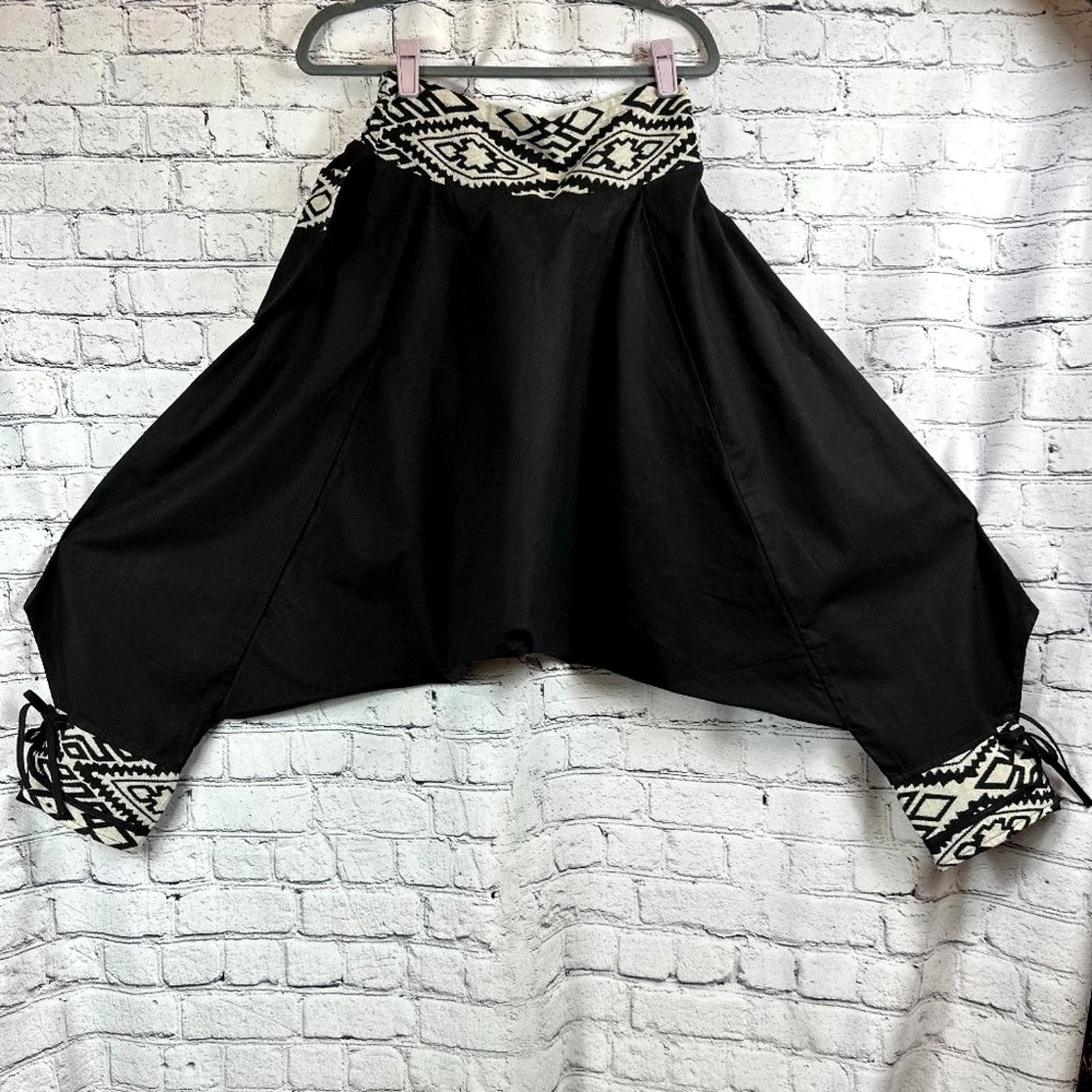 Other Wer bist du? Harem Pants Patterned Cuffs Black OS Size 29" - 8 Thumbnail
