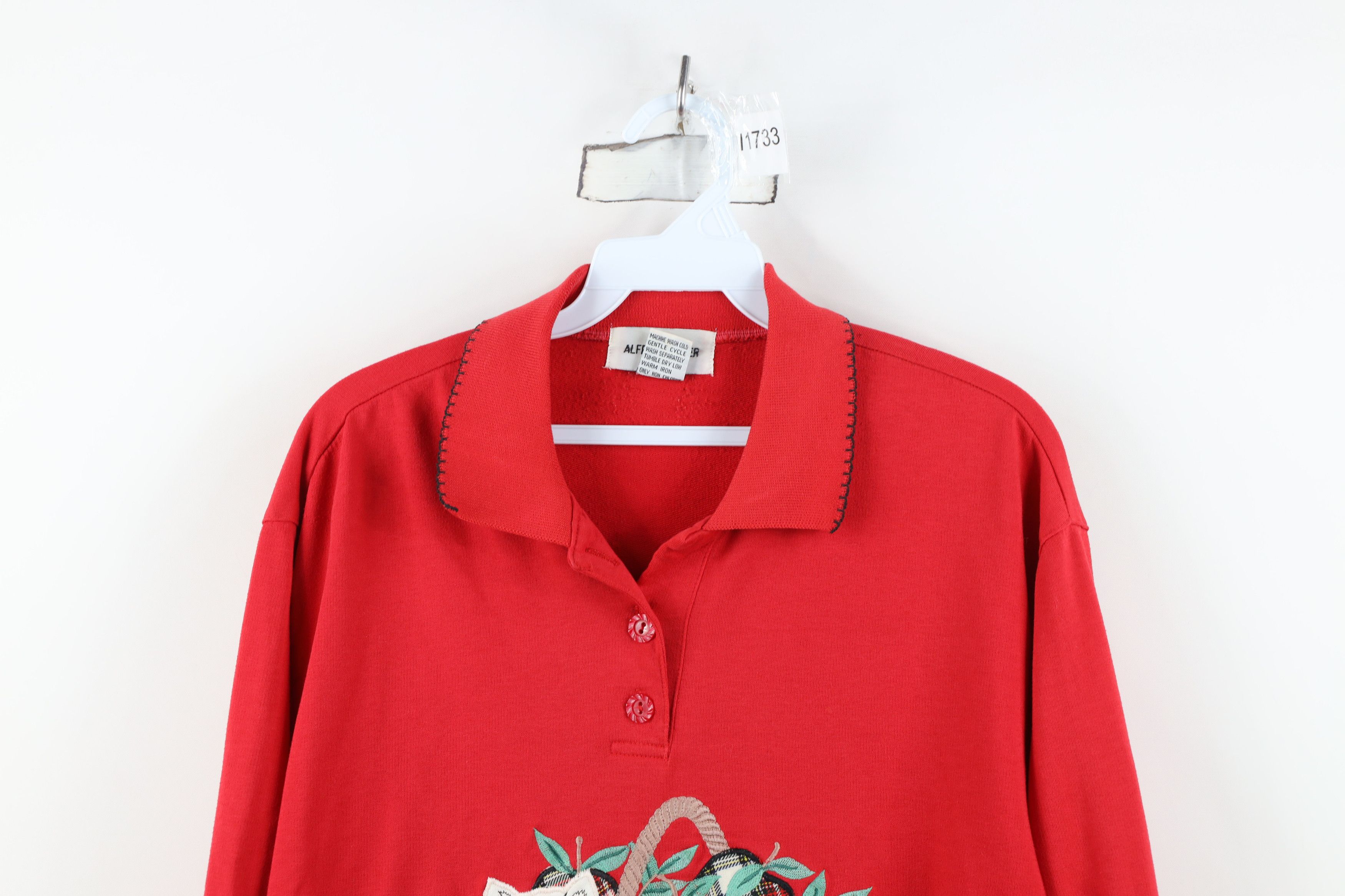 Vintage Vintage 90s Country Cat Kitten Collared Pullover Sweatshirt Size L / US 10 / IT 46 - 2 Thumbnail