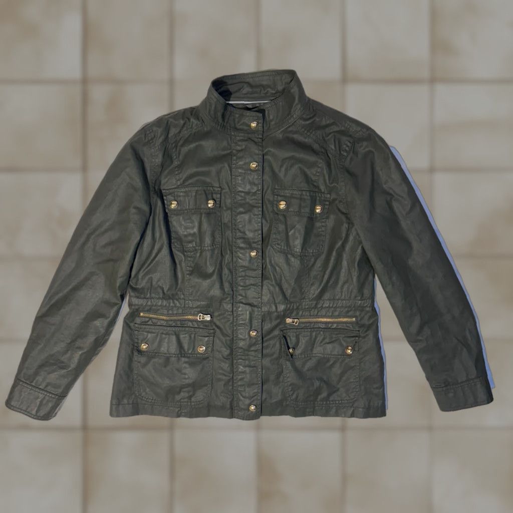 Tommy Hilfiger Tommy Hilfiger Lightweight Olive Green Waxed Utility Military Moto Jacket XL Women's Regular Size Size XL / US 12-14 / IT 48-50 - 1 Thumbnail