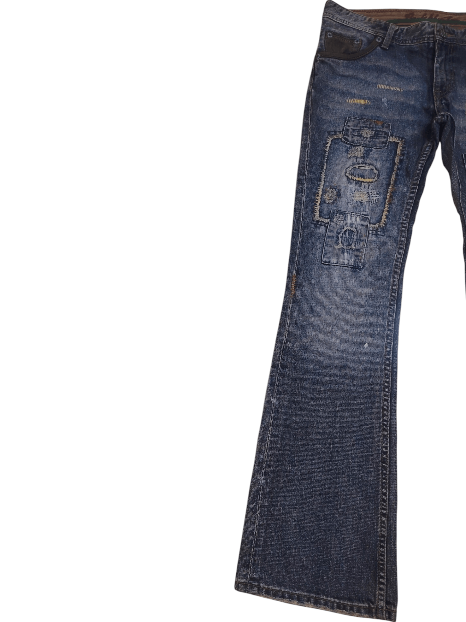 Undercover Rare!!! Back Number Patchwork Boro Flared Jeans Distressed Size US 32 / EU 48 - 4 Thumbnail