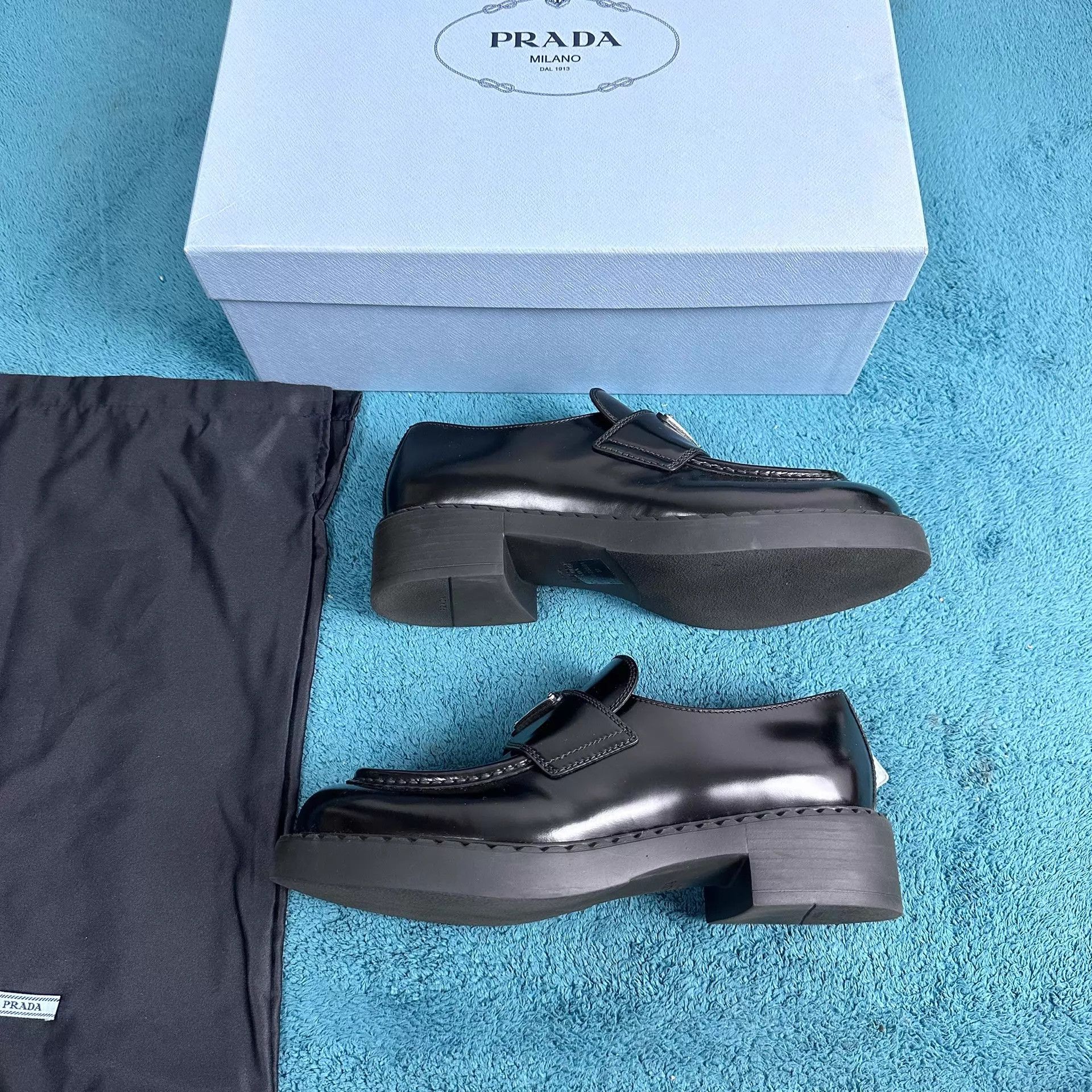 Prada Prada Black Leather Loafers Size 37 Size US 6.5 / IT 36.5 - 2 Thumbnail