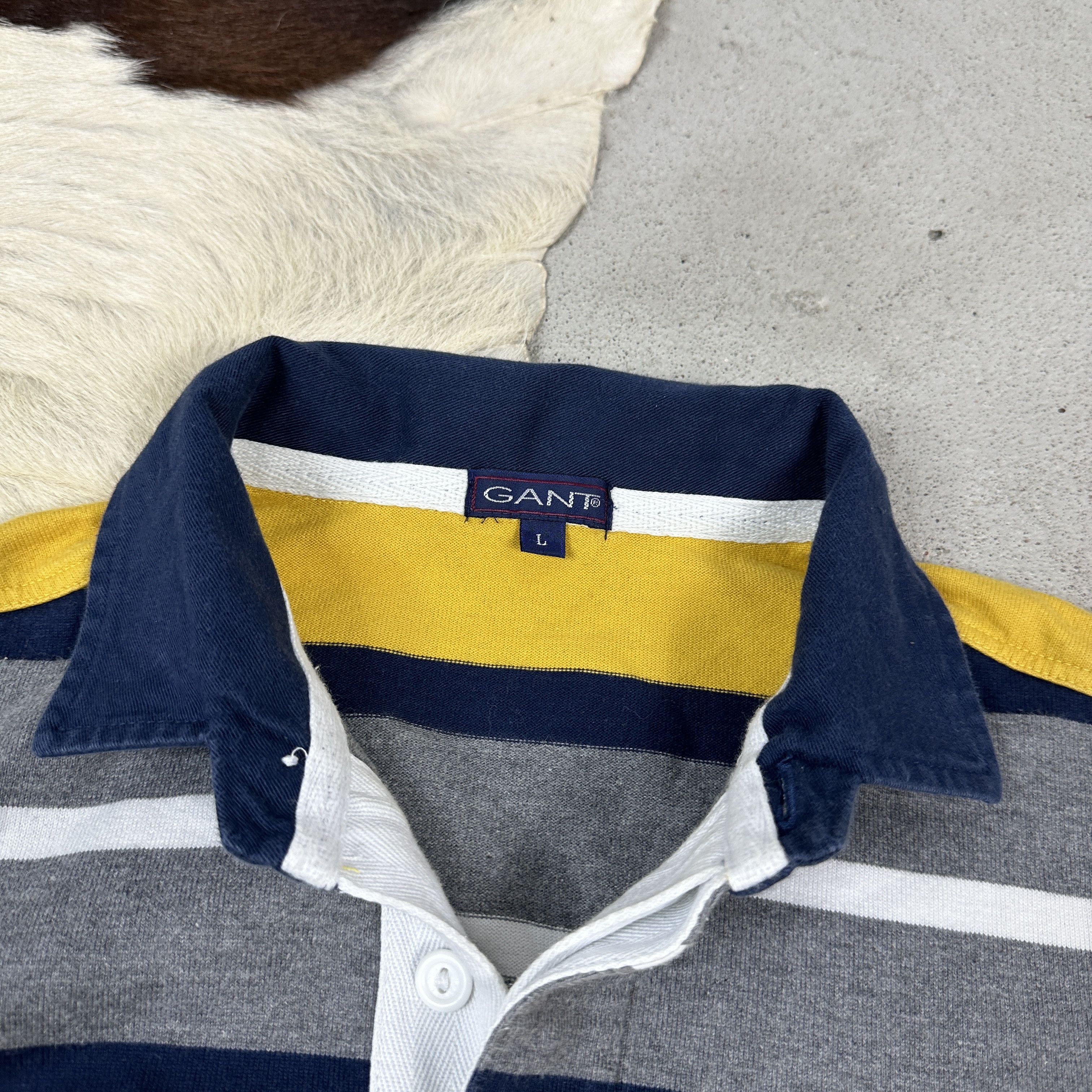 Gant × Vintage Vintage Striped Oversize Streetwear Rugby GANT Sweatshirt Size US L / EU 52-54 / 3 - 3 Thumbnail