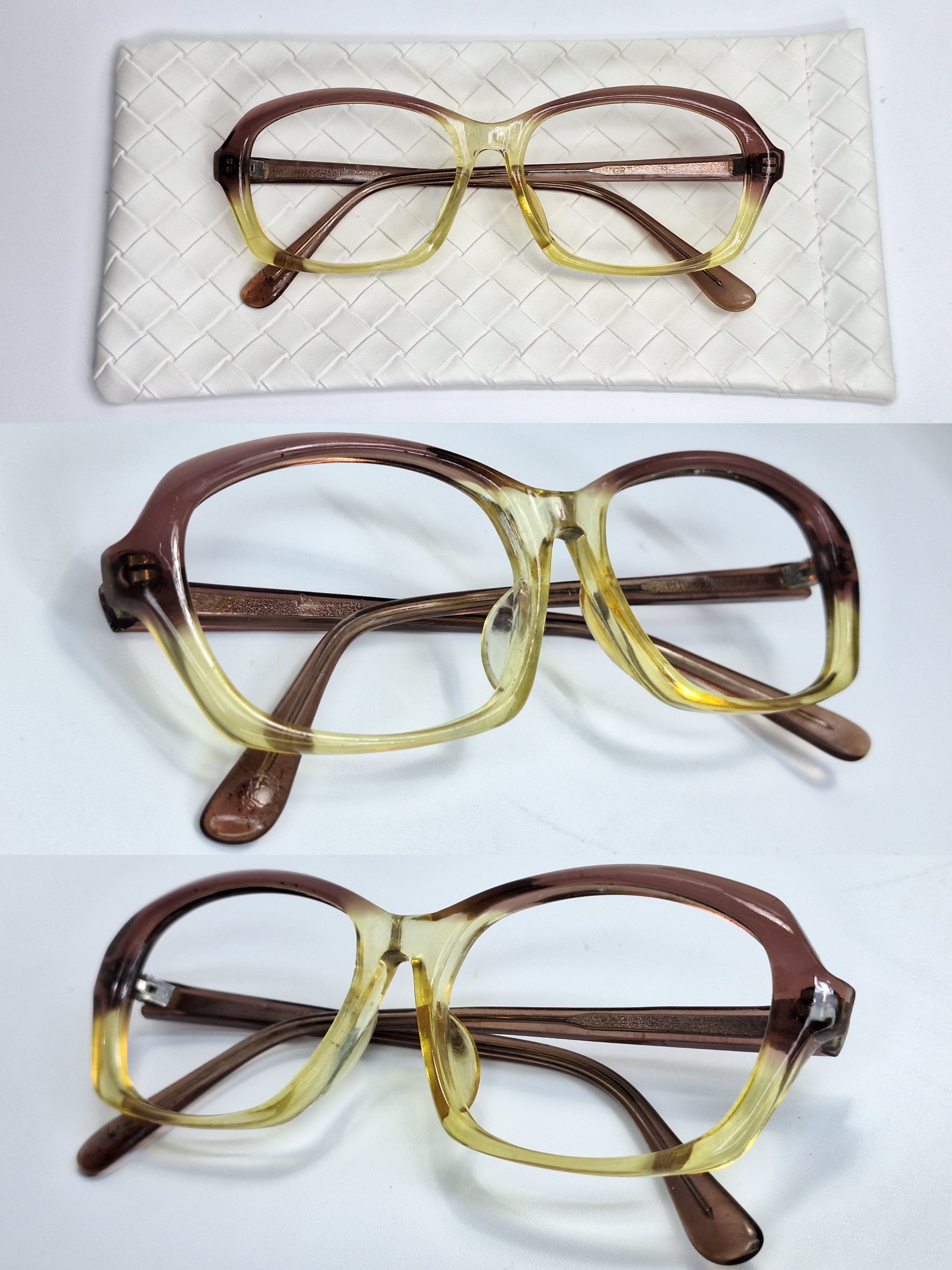 Other Papion 208 Brown Yellow Two-Tone Acetate Eyeglass Frame Size ONE SIZE - 2 Thumbnail