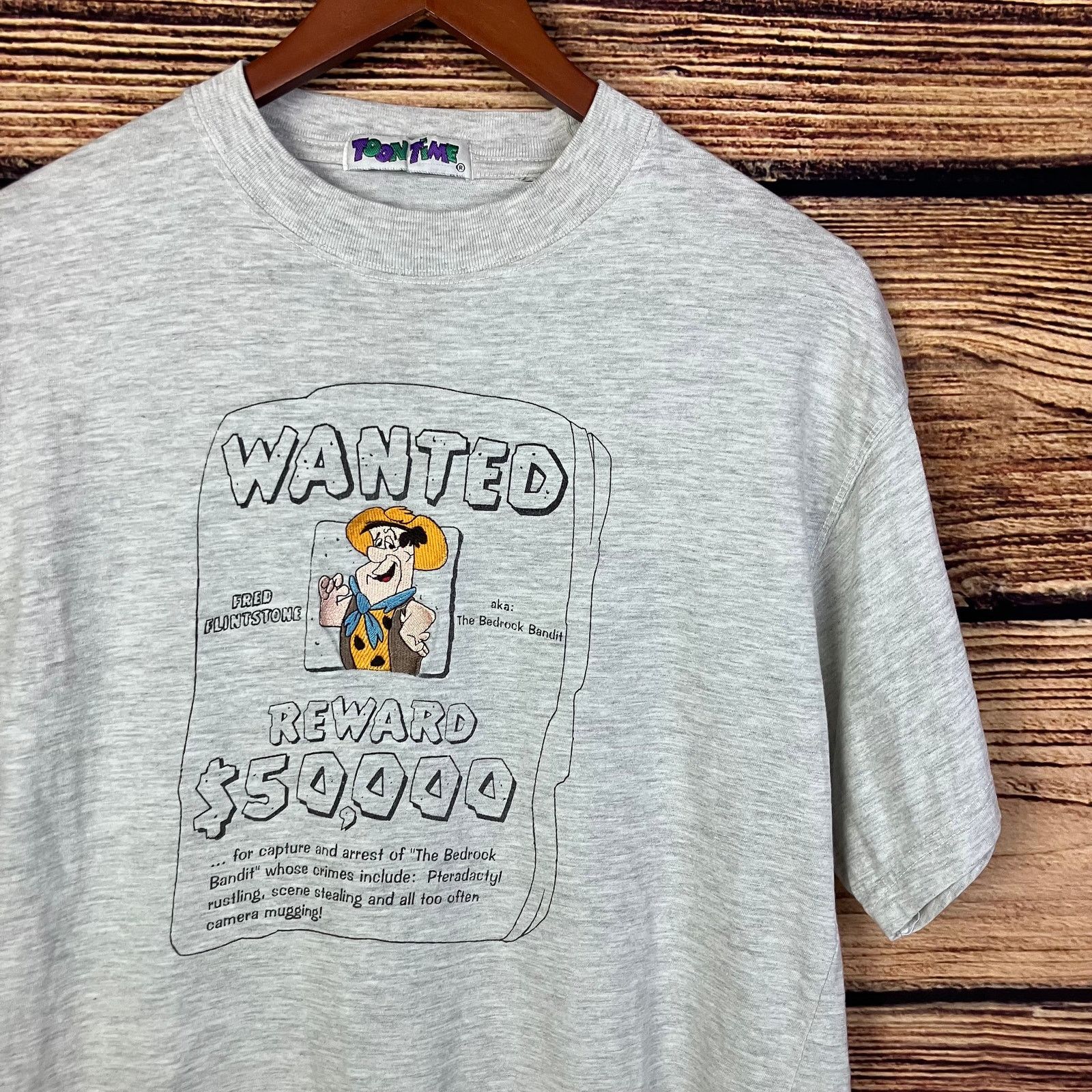 Disney × Vintage Vintage 1990s Fred Flintstone "Wanted" The Flintstones Tee Size US L / EU 52-54 / 3 - 3 Thumbnail