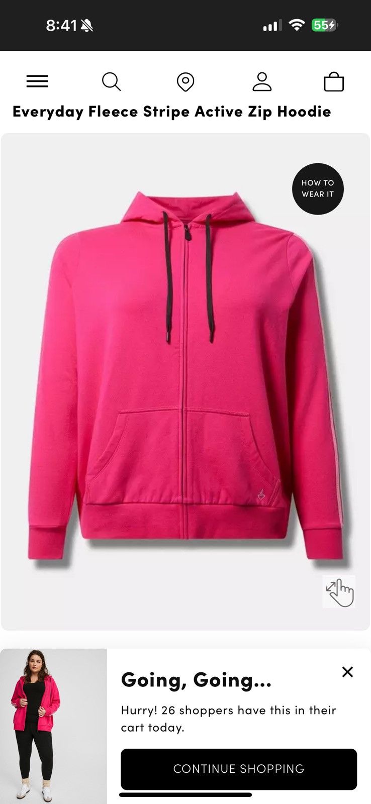Torrid Everyday Fleece Stripe Active Zip Hoodie Size 3XL / US 20-22 - 1 Thumbnail