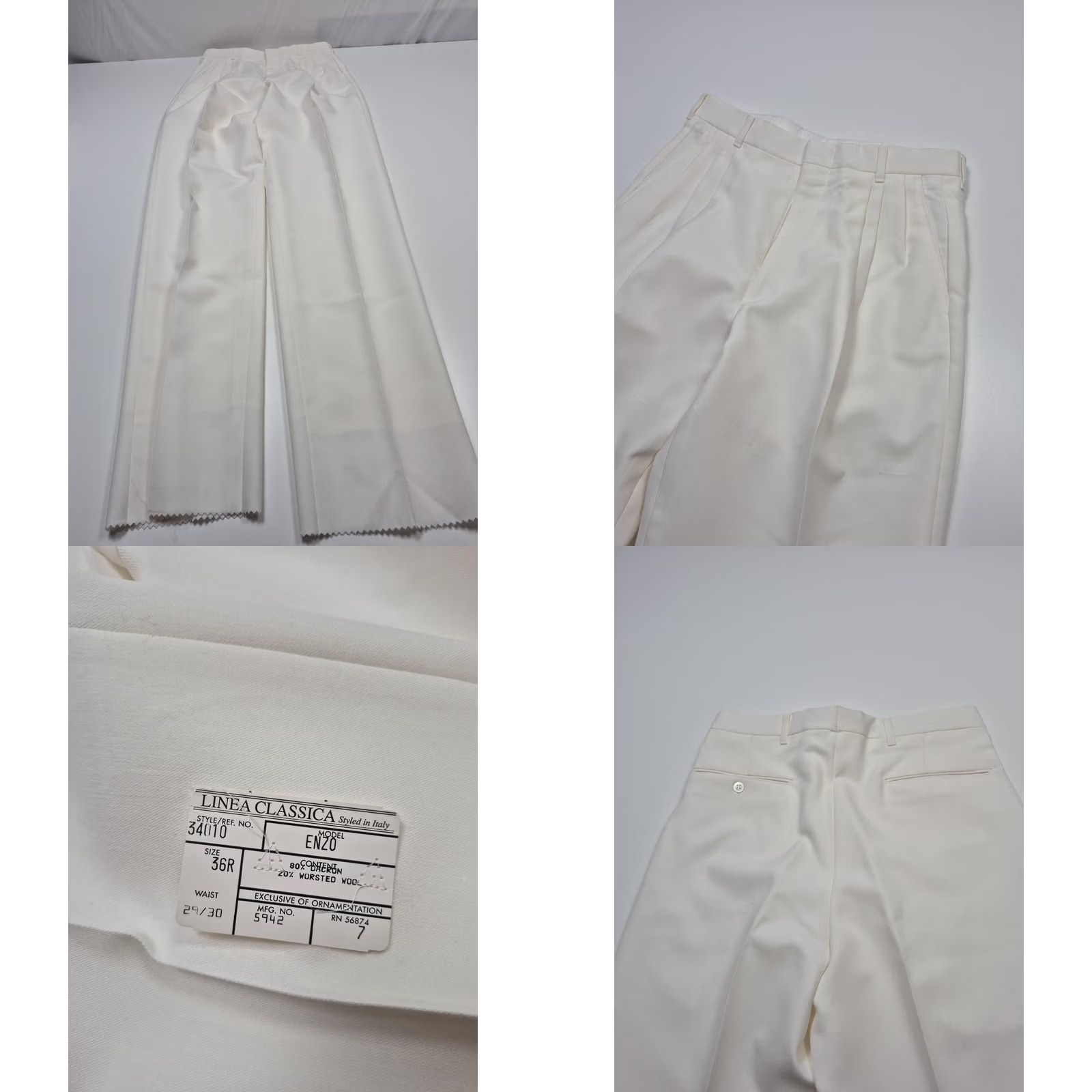 Doublet Linea Classica Suit Mens 38R White Poly Wool Double Breasted 2 Piece 30x36 NWT Size 38R - 9 Thumbnail