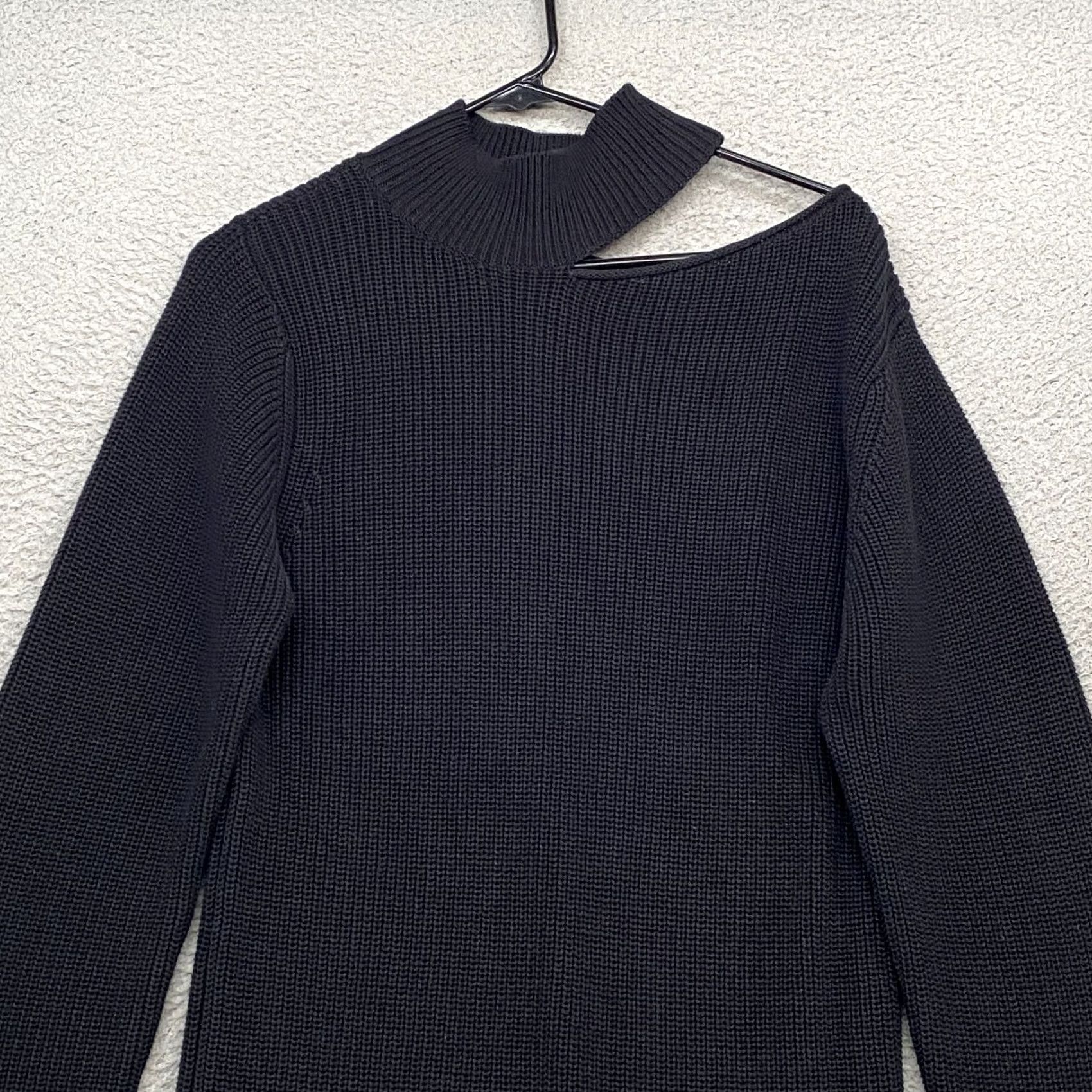 Rta RtA Rib Knit Sweater Dress Womens Small Black Cut Out Mock Neck Long Sleeve Knee Length Size S / US 4 / IT 40 - 2 Thumbnail