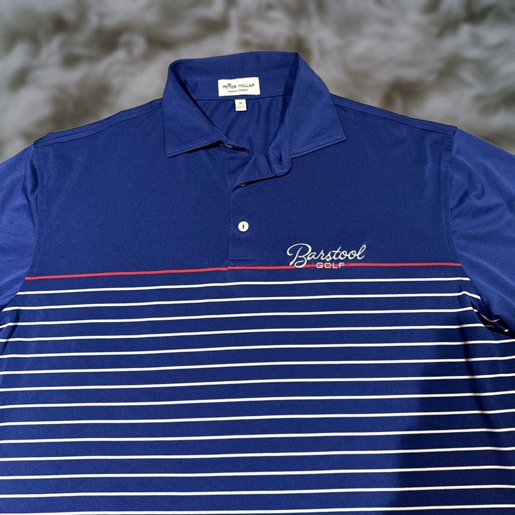 Peter Millar Peter Millar Polo Shirt Short Sleeve striped Summer Comfort Barstool Golf Medium Blue Lightweight Moisture Wicking Regular Men's Polo Size US M / EU 48-50 / 2 - 1 Thumbnail