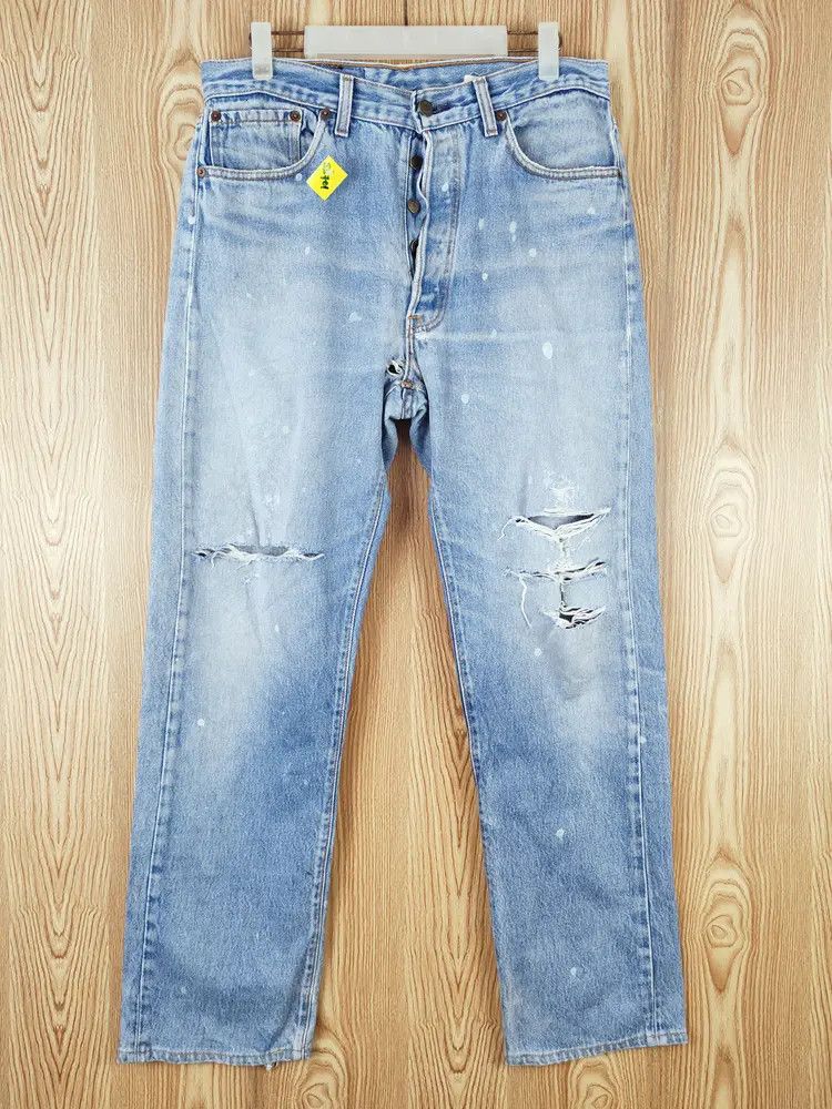 Levi's D Levi's R Vintage Blue Distressed Ripped Jeans #S2701 Size US 32 / EU 48 - 1 Thumbnail