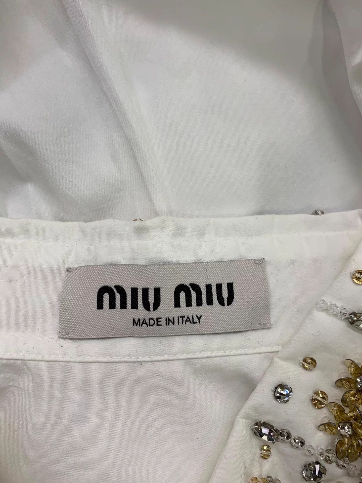 Miu Miu Miu Miu Women's White Beaded Crystal Shirt 38 New Size S / US 4 / IT 40 - 4 Thumbnail