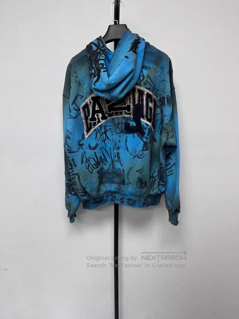 Balenciaga Balenciaga Distressed Effect Graffiti Zip Hooded Sweatshir Size US XXS / EU 40 - 2 Thumbnail