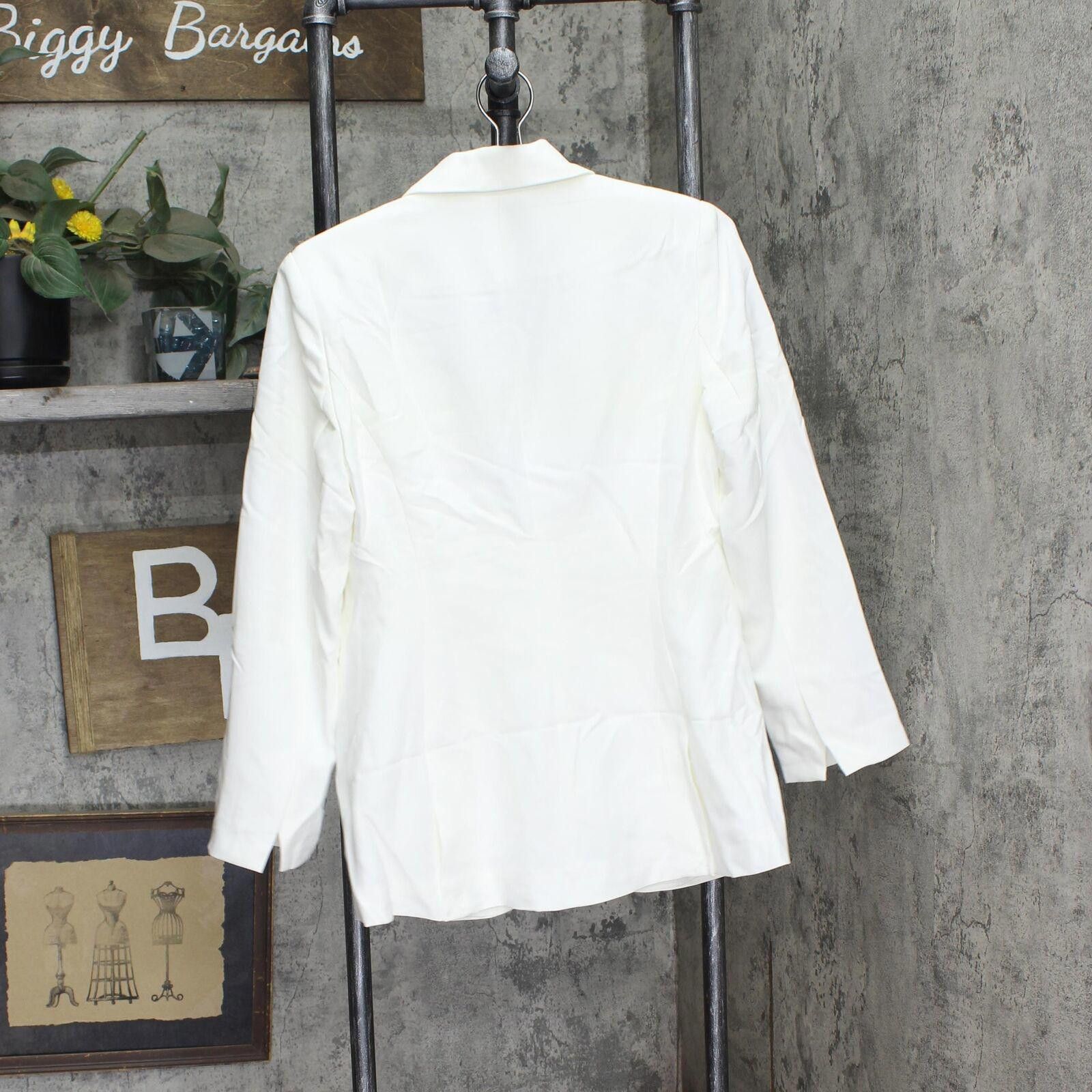 Designer DG2 by Diane Gilman 1-Button Gabardine Blazer Jacket Ivory S Size S / US 4 / IT 40 - 2 Thumbnail