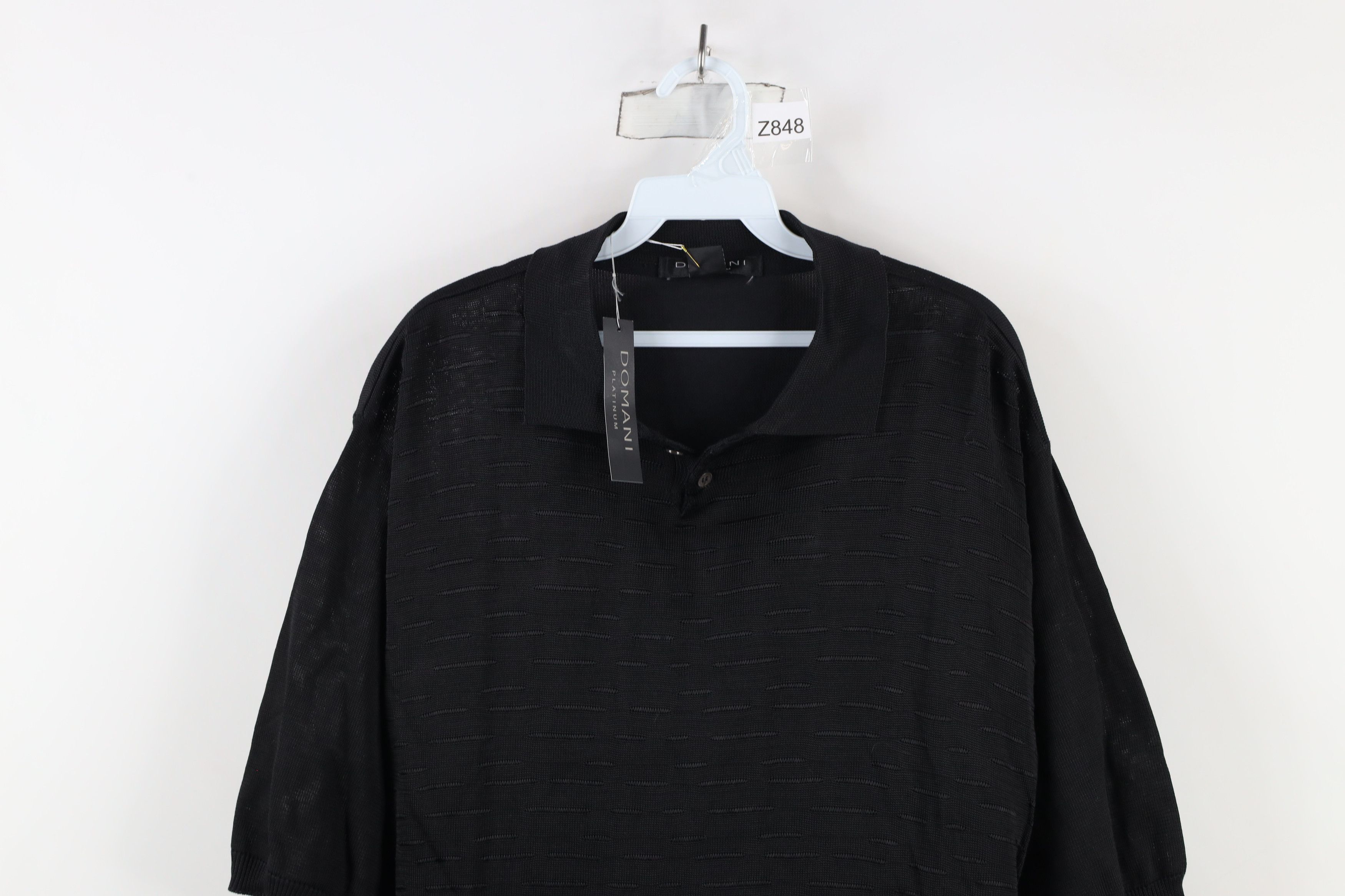 Vintage Deadstock Vintage 90s Streetwear Knit Collared Polo Black Size US XXL / EU 58 / 5 - 2 Thumbnail