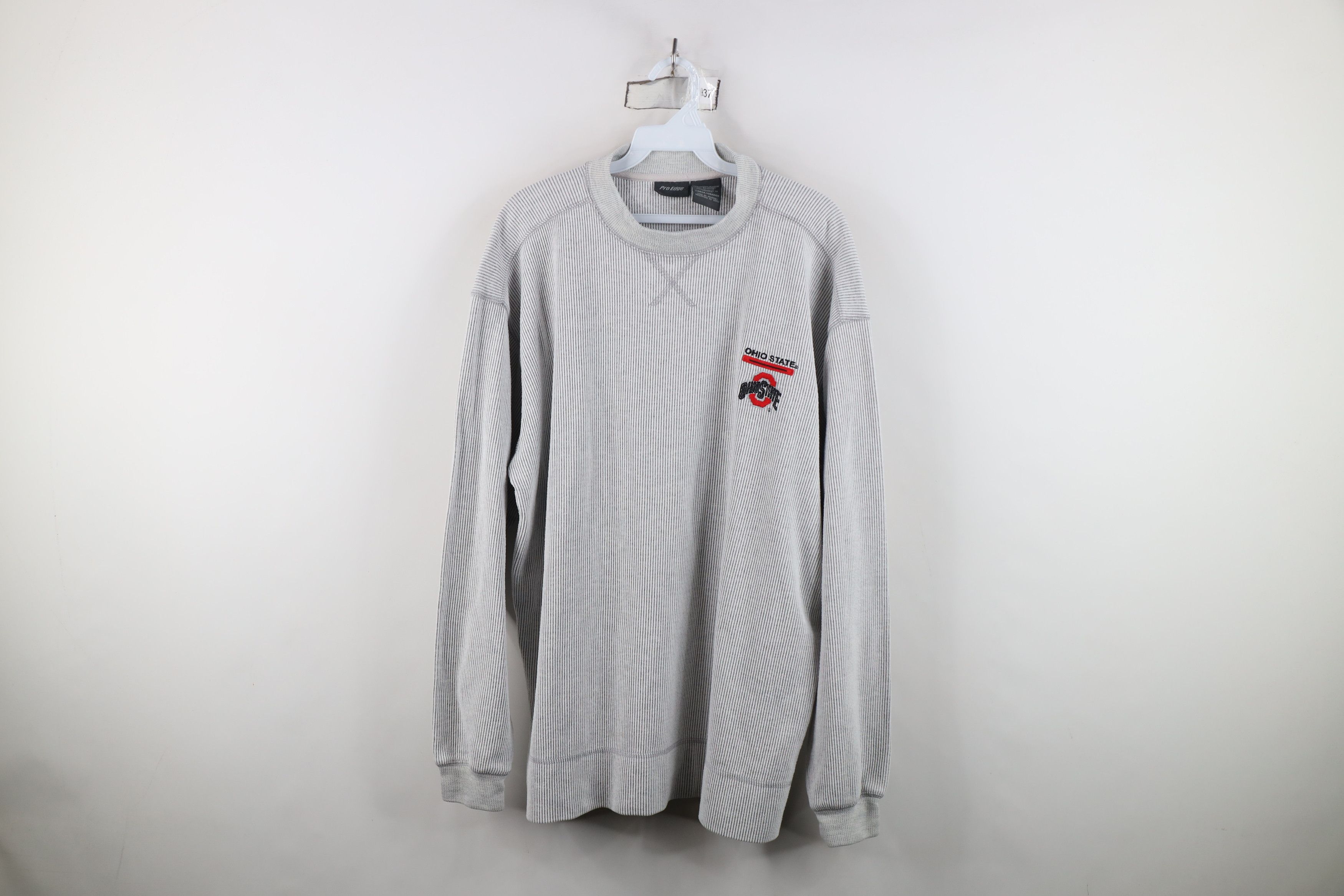 Vintage 90s State University Ribbed Knit Sweatshirt Gray