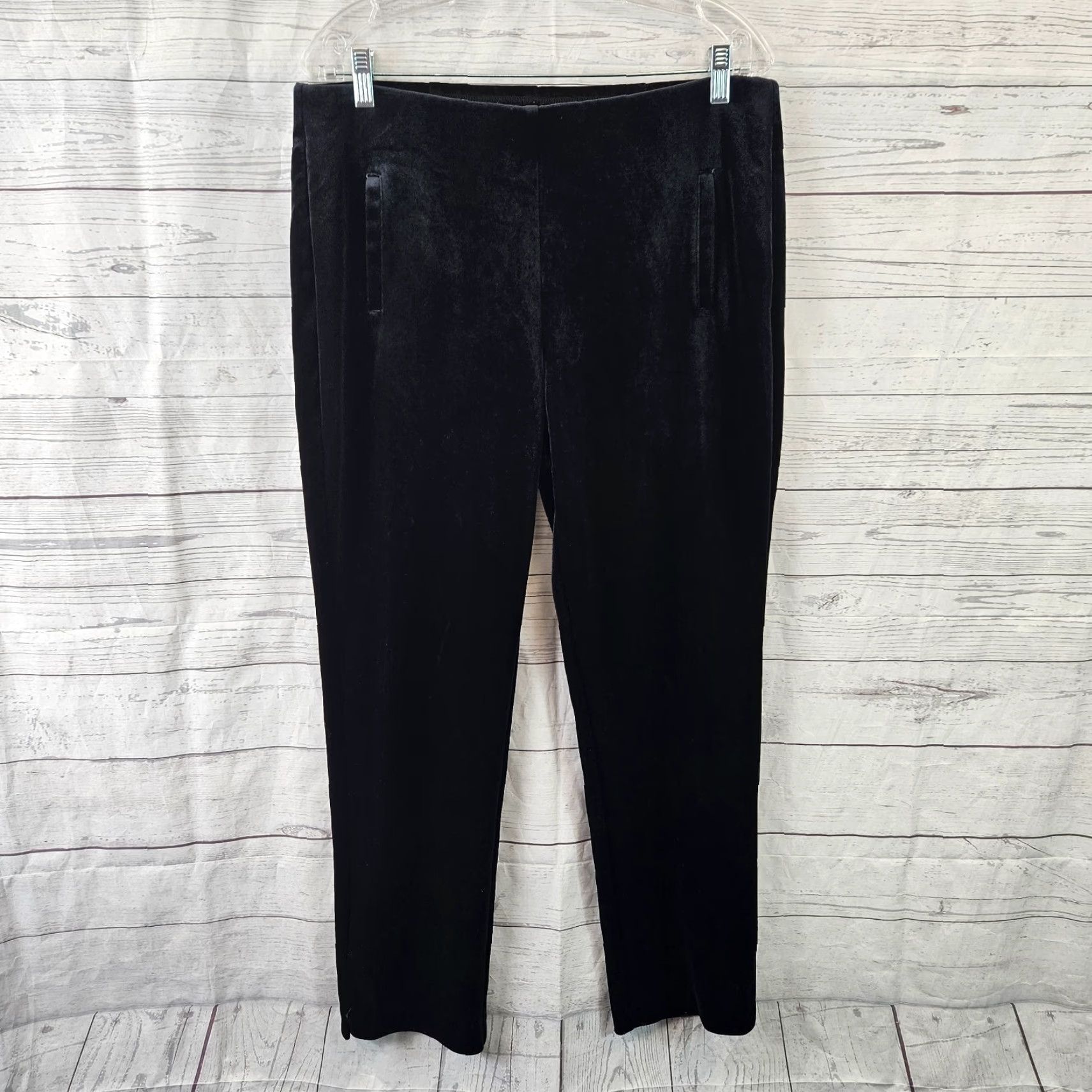 Vintage Chico's Womens Velvet Pants Pull On Solid Black 12 High Rise Ankle Size 34" / US 12 / IT 48 - 2 Thumbnail