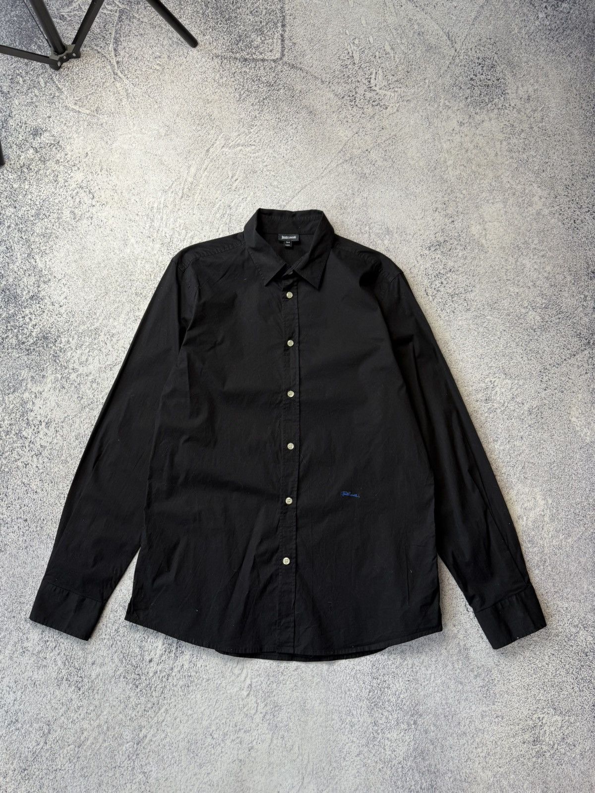 Just Cavalli × Vintage Vintage Just Cavalli Black Shirt Button Up Awant Garde Size US L / EU 52-54 / 3 - 4 Thumbnail