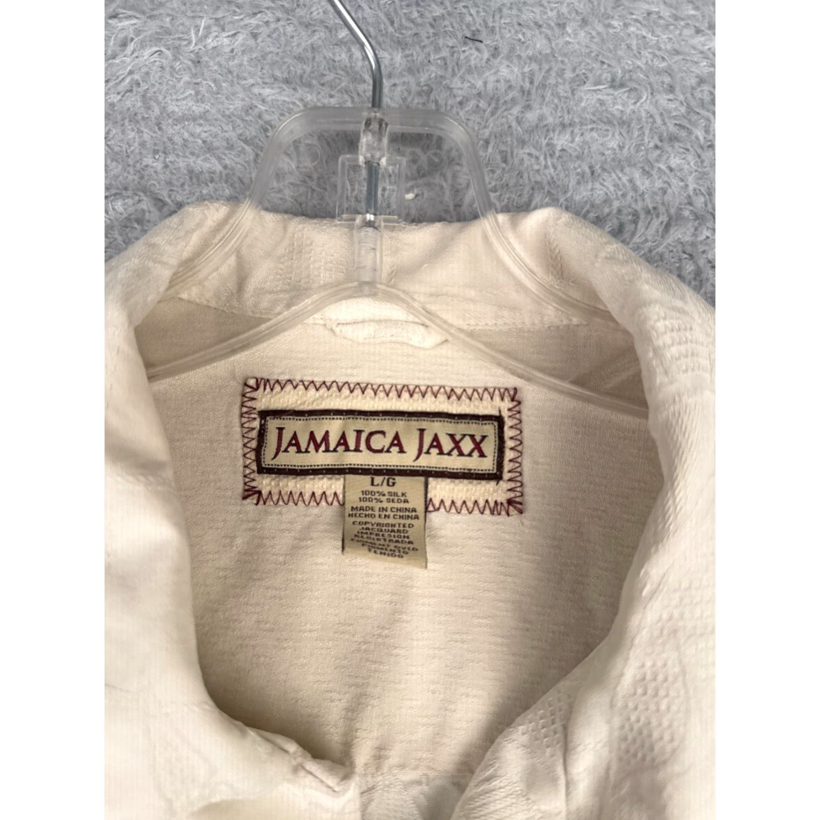 Vintage VINTAGE Jamaica Jaxx Shirt Men Large Beige Embroidered Palm Silk Hawaiian 90s Beach Designer Short Sleeve Silk Shirt Mens L Beige Size US L / EU 52-54 / 3 - 7 Thumbnail