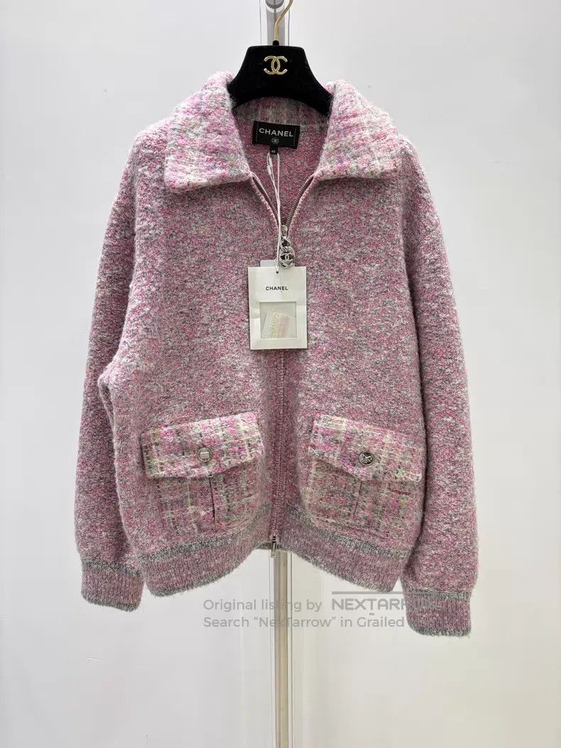 Chanel Chanel Pink and gray colour-blocked wool jacket Size S / US 4 / IT 40 - 1 Thumbnail