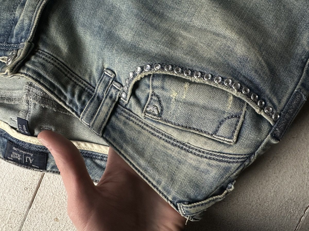 Armani 🚨 ARMANI JEANS WOMEN BLUE DENIM PANTS RINGSTONES Y2K Size 27" / US 4 / IT 40 - 7 Thumbnail