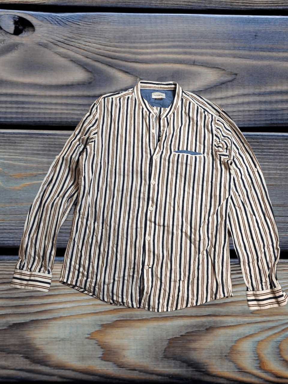 Pull & Bear Pull & Bear Striped Cotton Shirt, Retro Short Sleeve Size US L / EU 52-54 / 3 - 1 Thumbnail