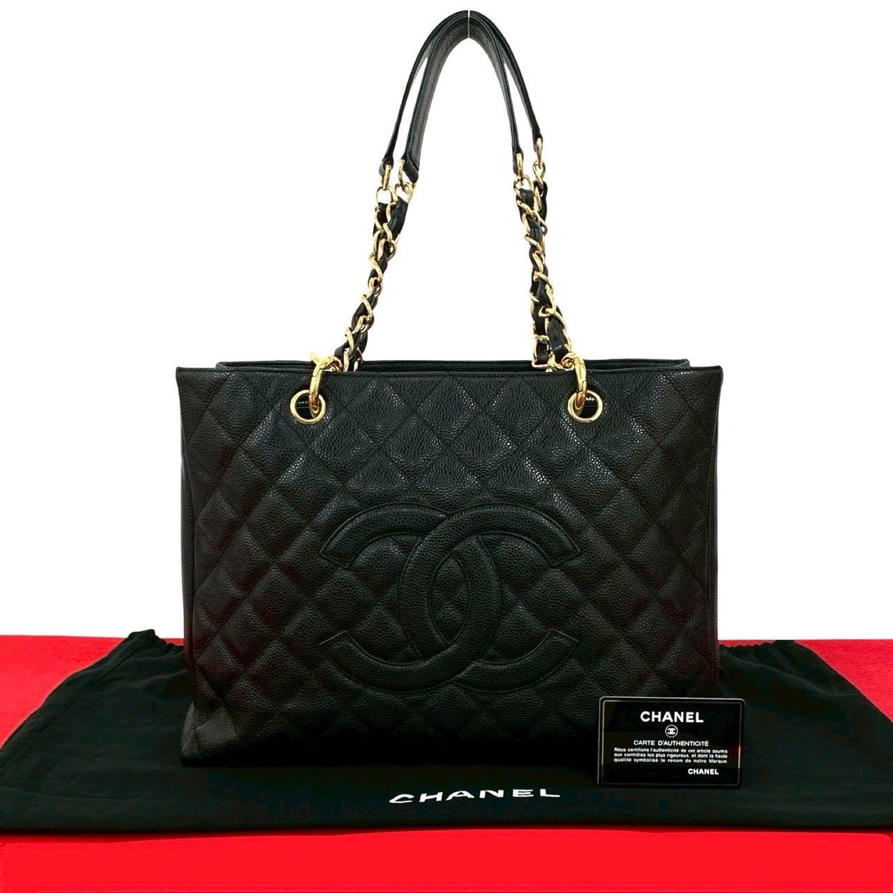 Chanel Chanel Coco Mark Caviar Skin Chain Tote Bag Leather Tote Bag DUTY FREE for USA