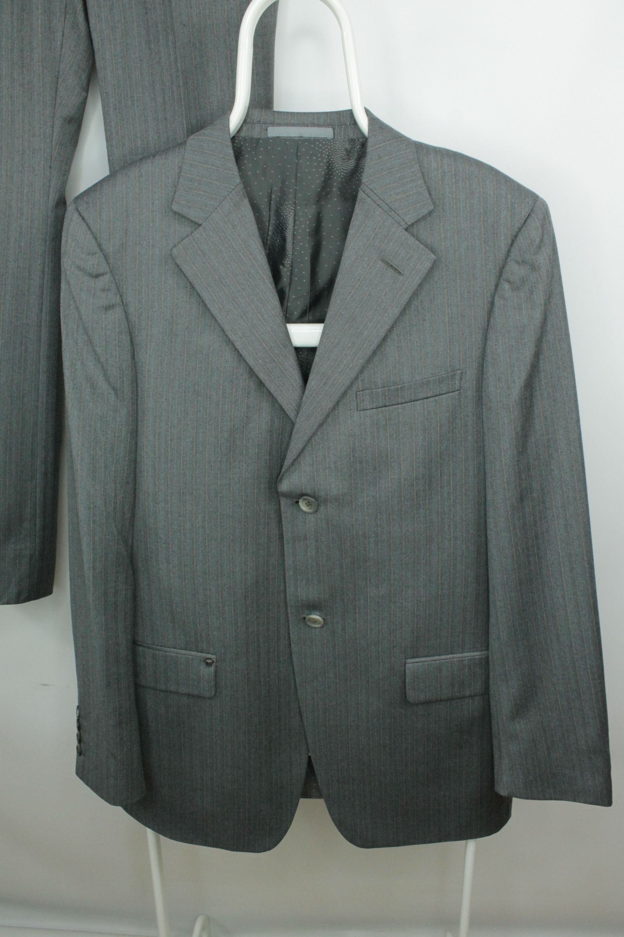 Versace Versace Micro Herringbone Gray Wool Formal Men's Suit Size 40R - 2 Thumbnail