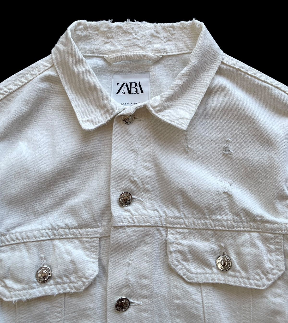 Zara Distressed Denim Trucker Jacket Size US S / EU 44-46 / 1 - 5 Thumbnail
