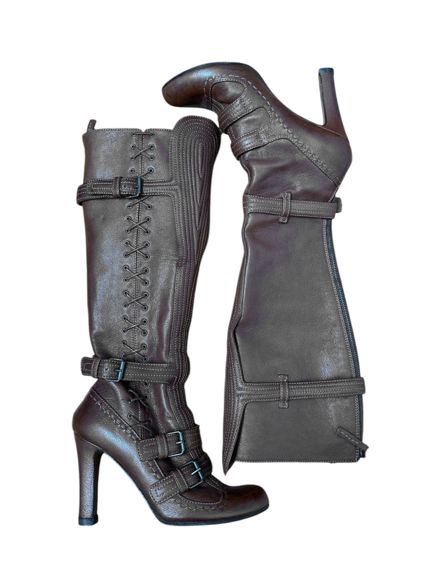 Alexander McQueen F/W 2006 Lace Up Brown Leather Boots Size US 7.5 / IT 37.5 - 1 Thumbnail