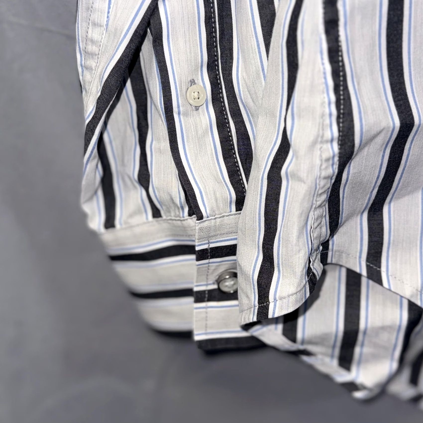 Giorgio Armani Armani Exchange Shirt Mens Large White Black Blue Stripe Slim Fit Button Up Size US M / EU 48-50 / 2 - 5 Thumbnail