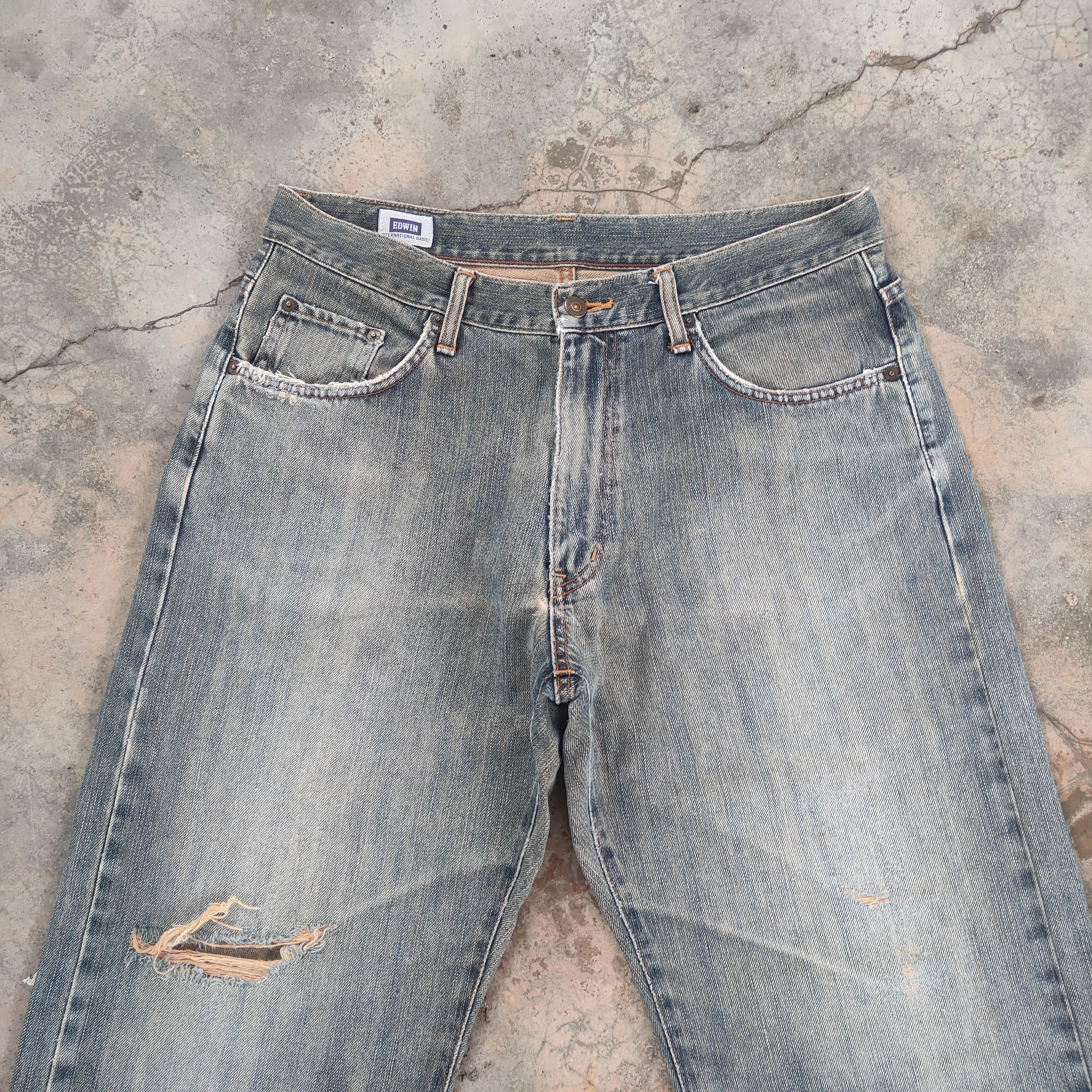 Edwin × Jean × Vintage W35 VINTAGE EDWIN FADED RIPPED DISTRESSED JEANS PANTS Size US 35 - 3 Thumbnail