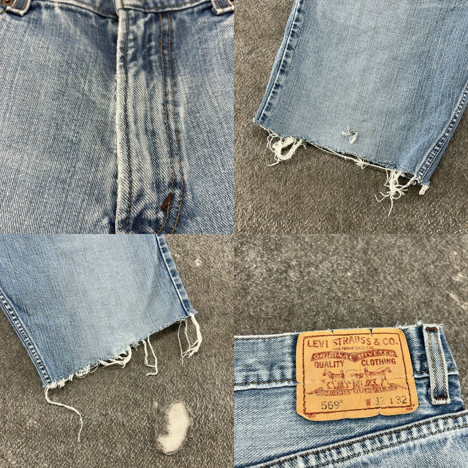 Levi's VINTAGE Levis 569 Shorts Mens 32 Blue Denim Jorts Medium Wash Baggy Y2K 90s American Mens Size US 32 / EU 48 - 8 Thumbnail
