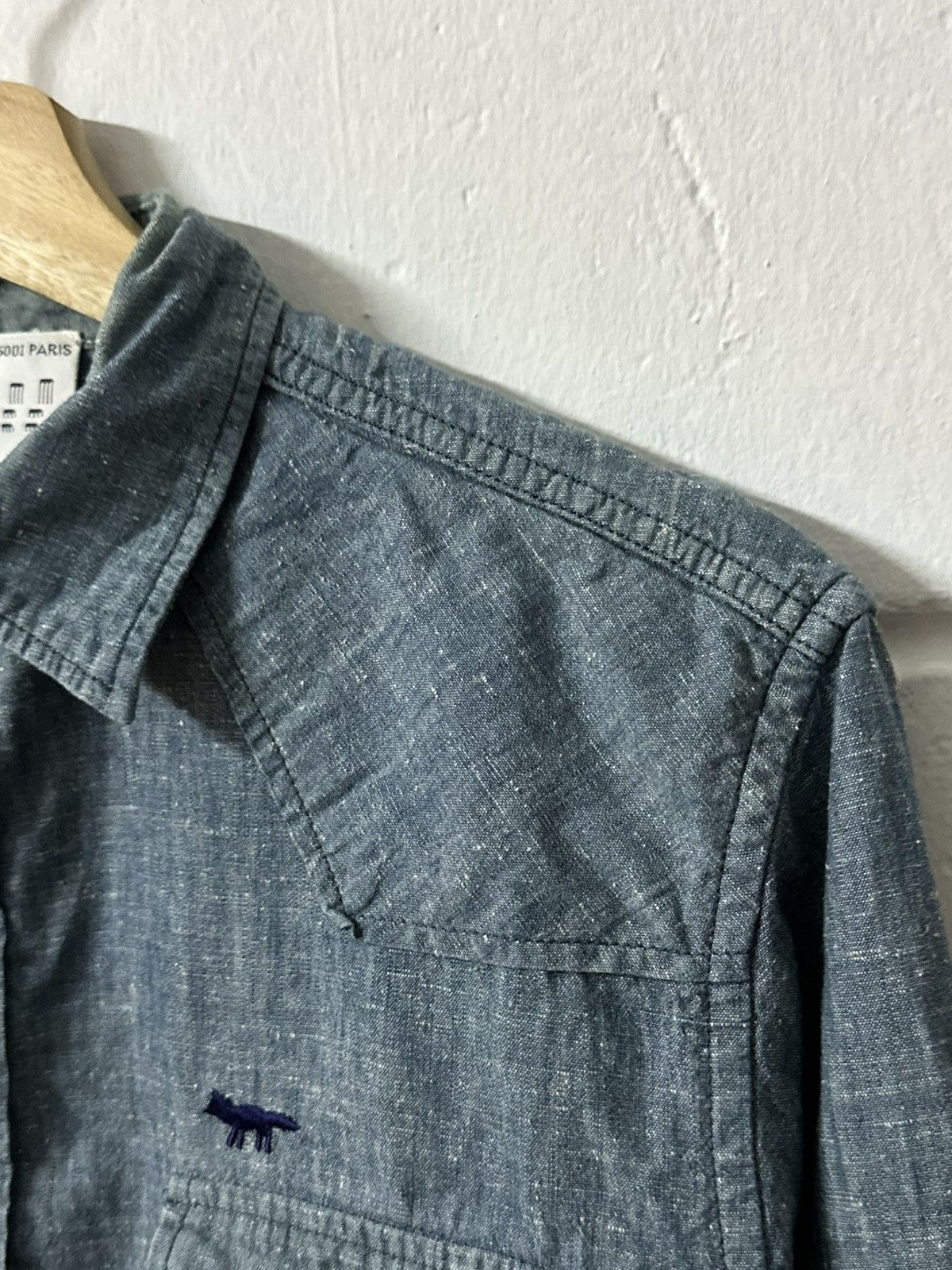 Maison Kitsune Maison Kitsune Richelieu Paris Denim Distressed Design L/S Size US M / EU 48-50 / 2 - 8 Thumbnail